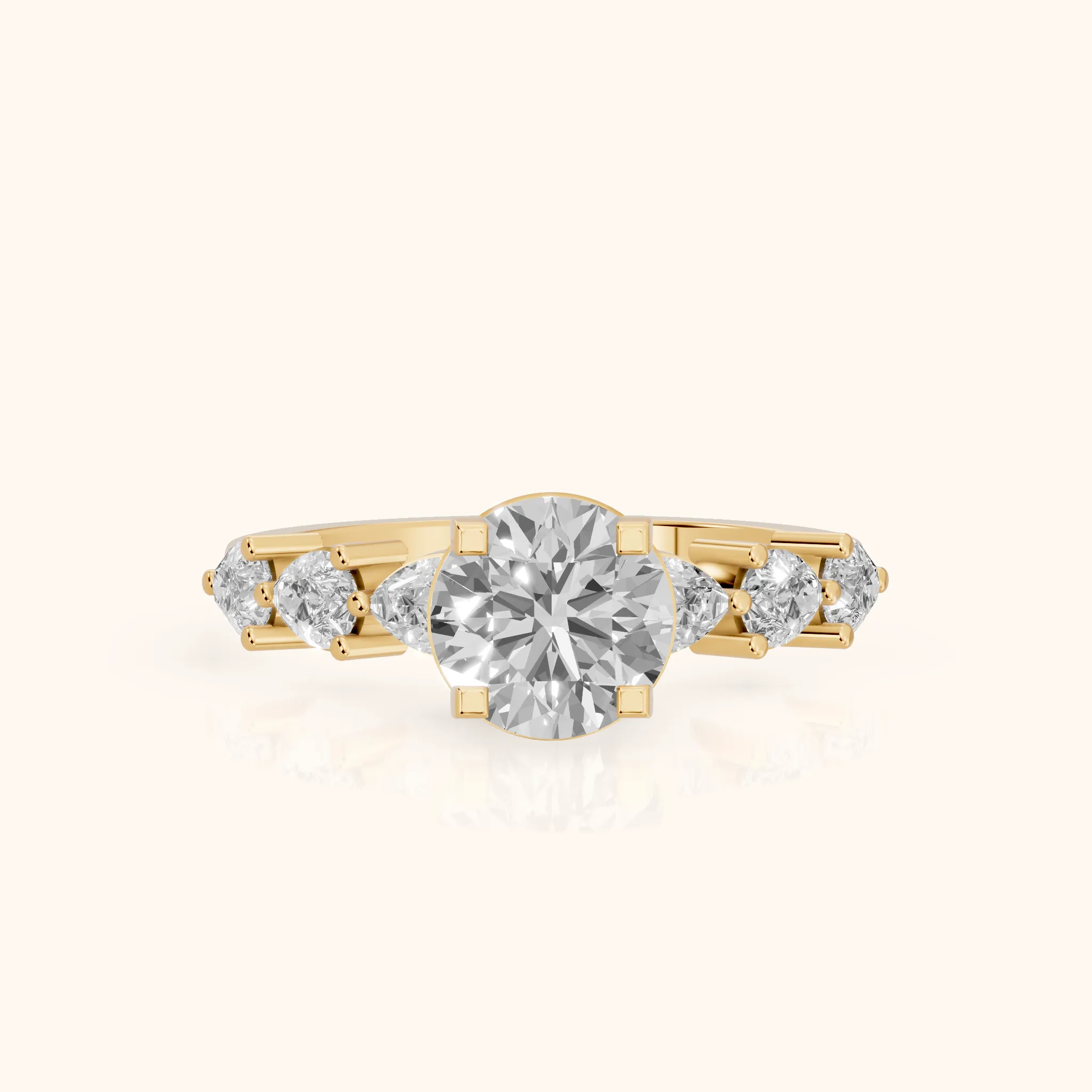 Iris Round Diamond Bridal Set in Yellow Gold — view 1