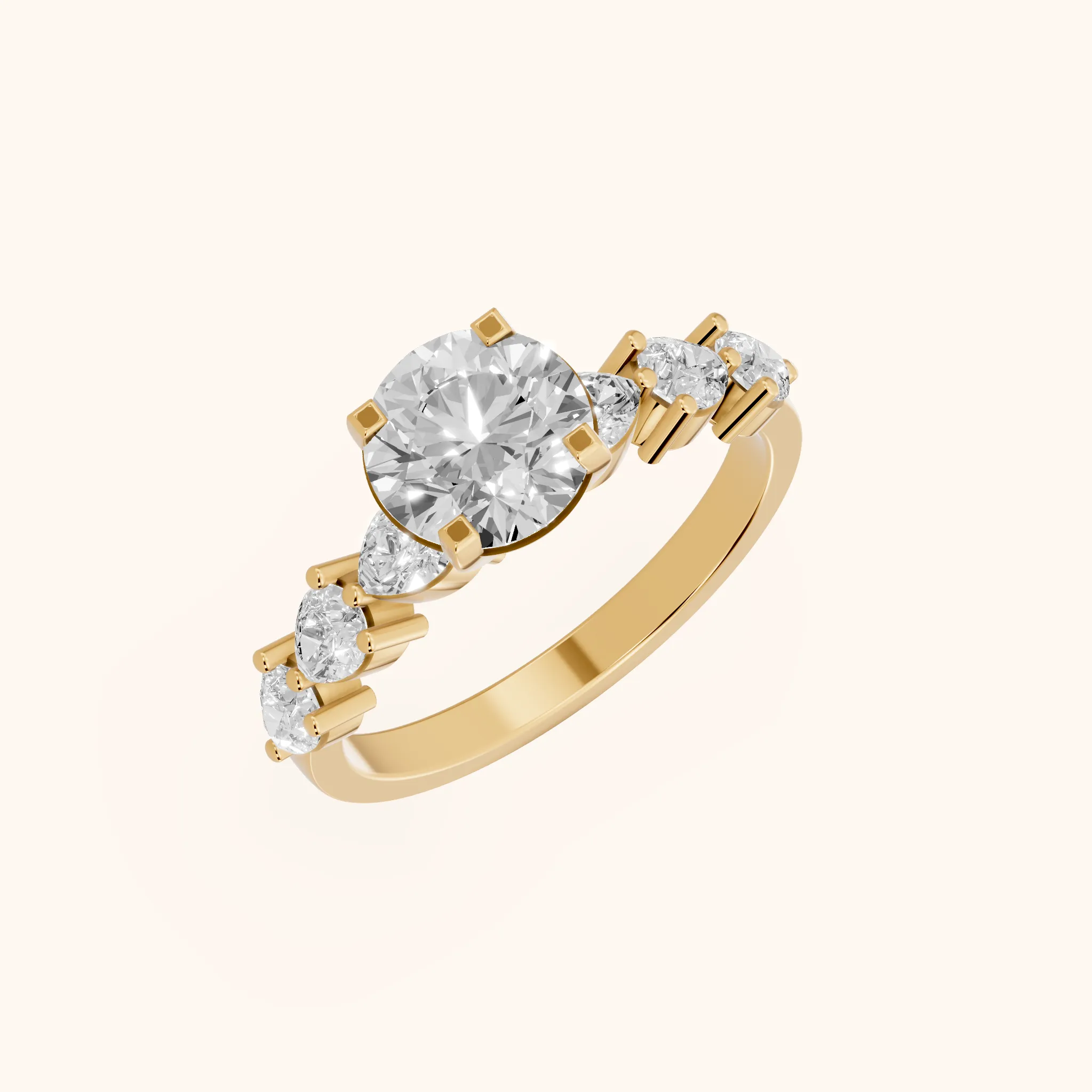 Iris Round Diamond Bridal Set in Yellow Gold