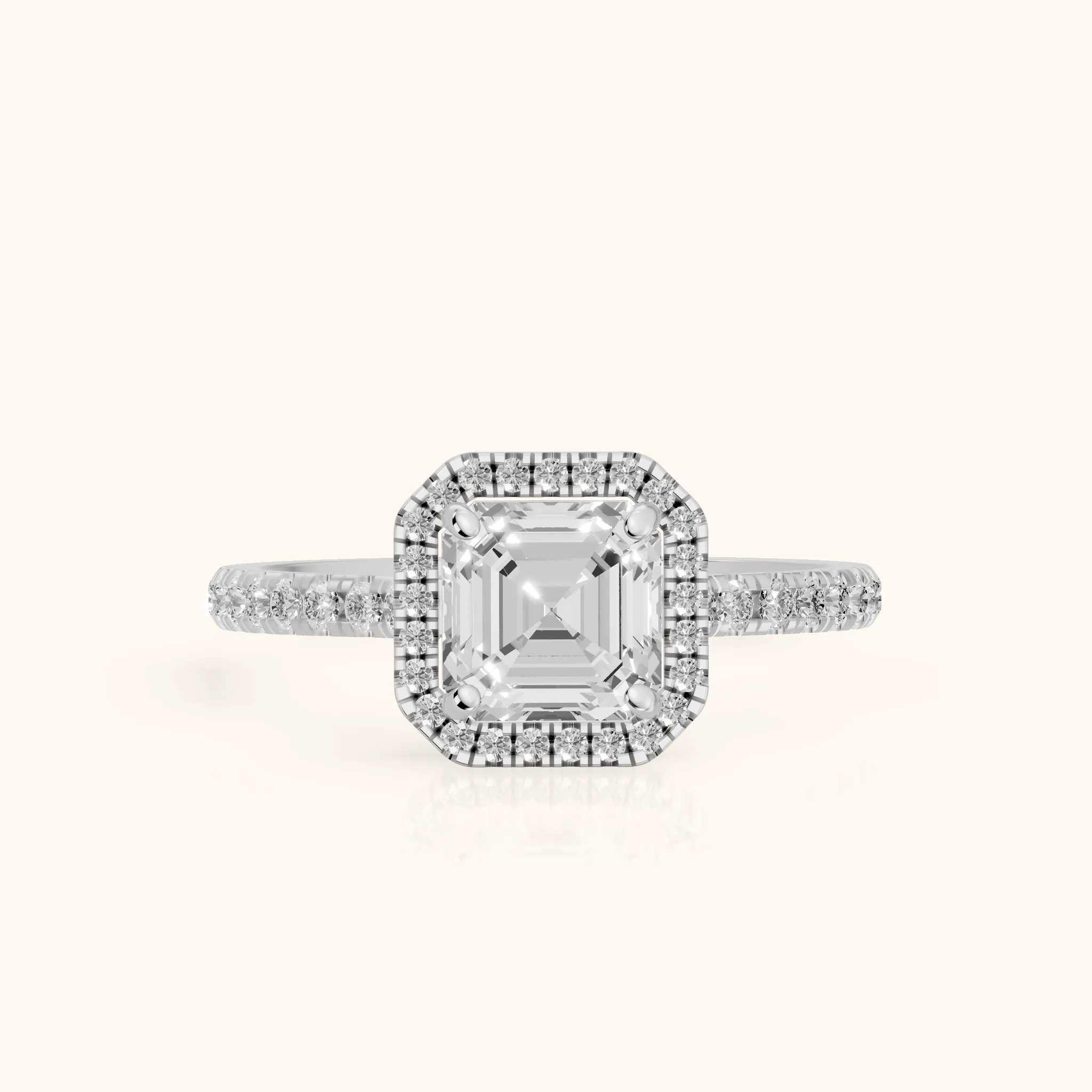 Mabel Halo French Pavé Asscher Diamond Engagement Ring in Platinum — view 1