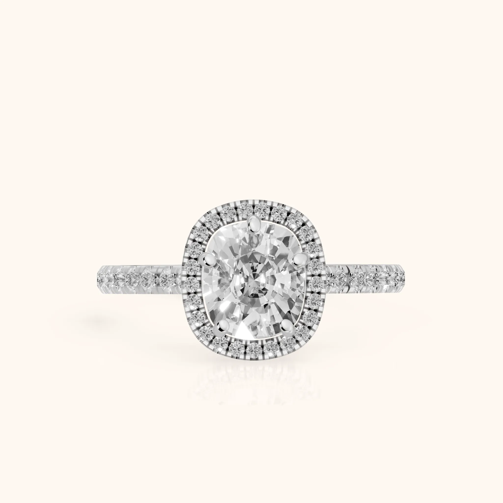 Mabel Halo French Pavé Cushion Diamond Engagement Ring in Platinum — view 1