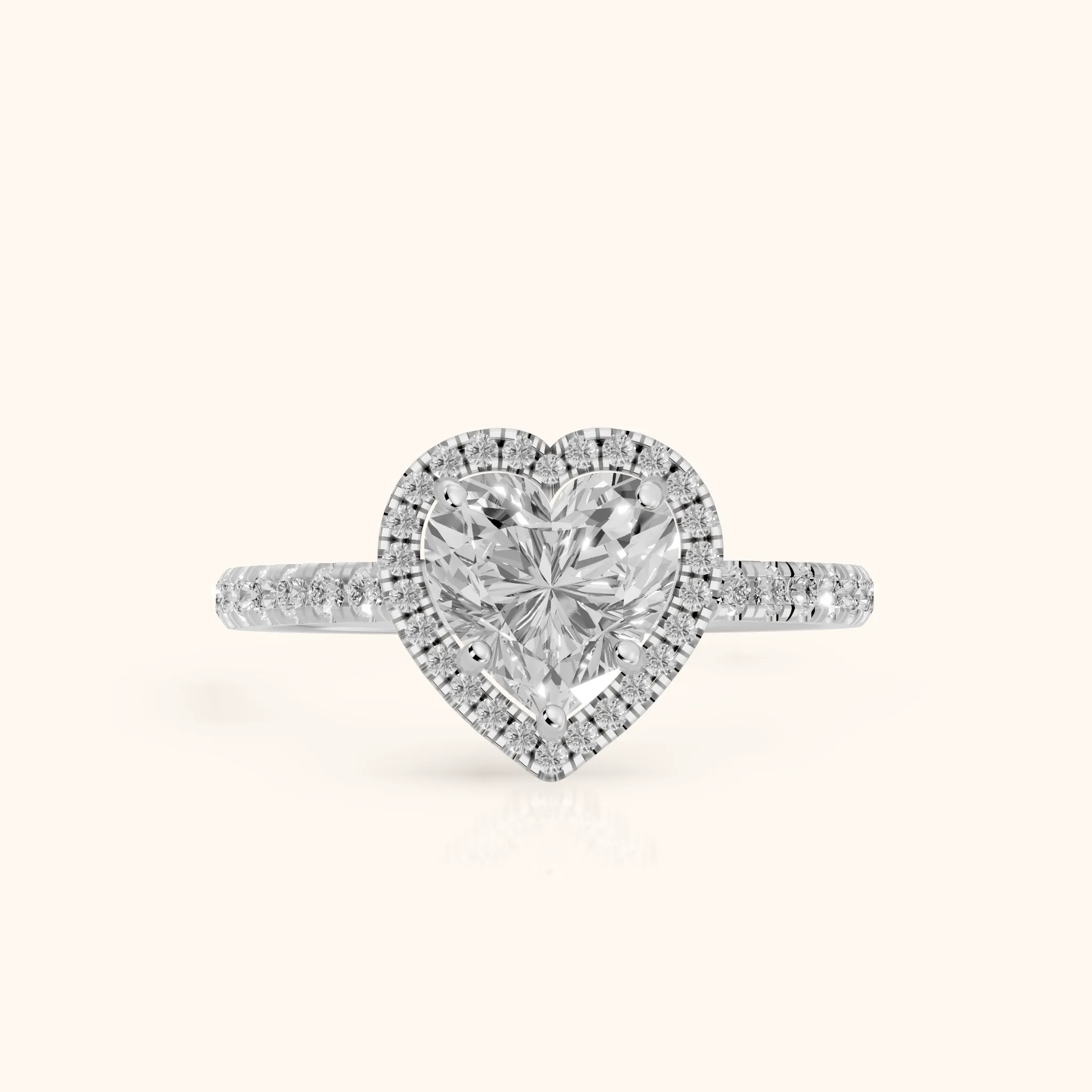 Mabel Halo French Pavé Heart Diamond Engagement Ring in Silver — view 1