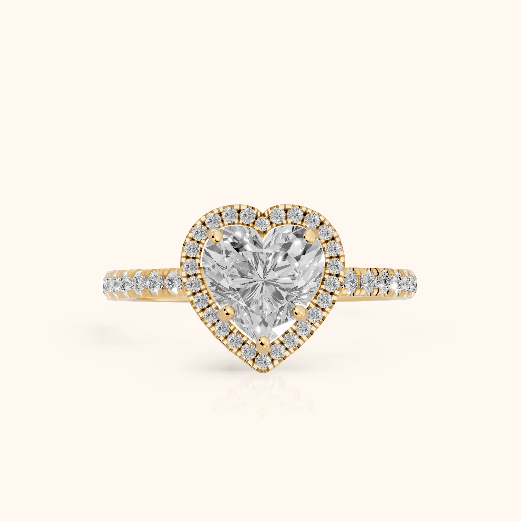 Mabel Halo French Pavé Heart Diamond Engagement Ring in Yellow Gold — view 1