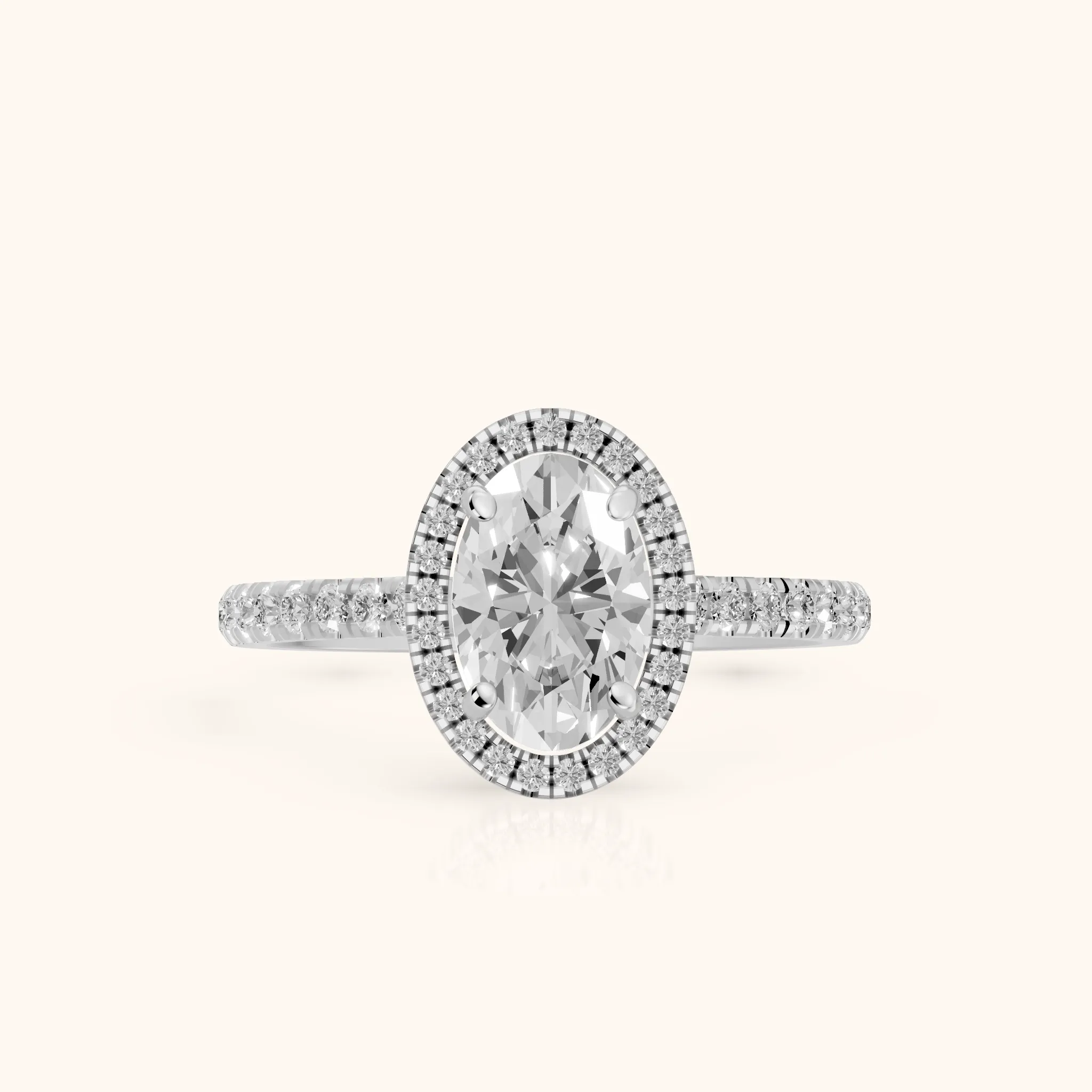 Mabel Halo French Pavé Oval Diamond Engagement Ring in Silver — view 1