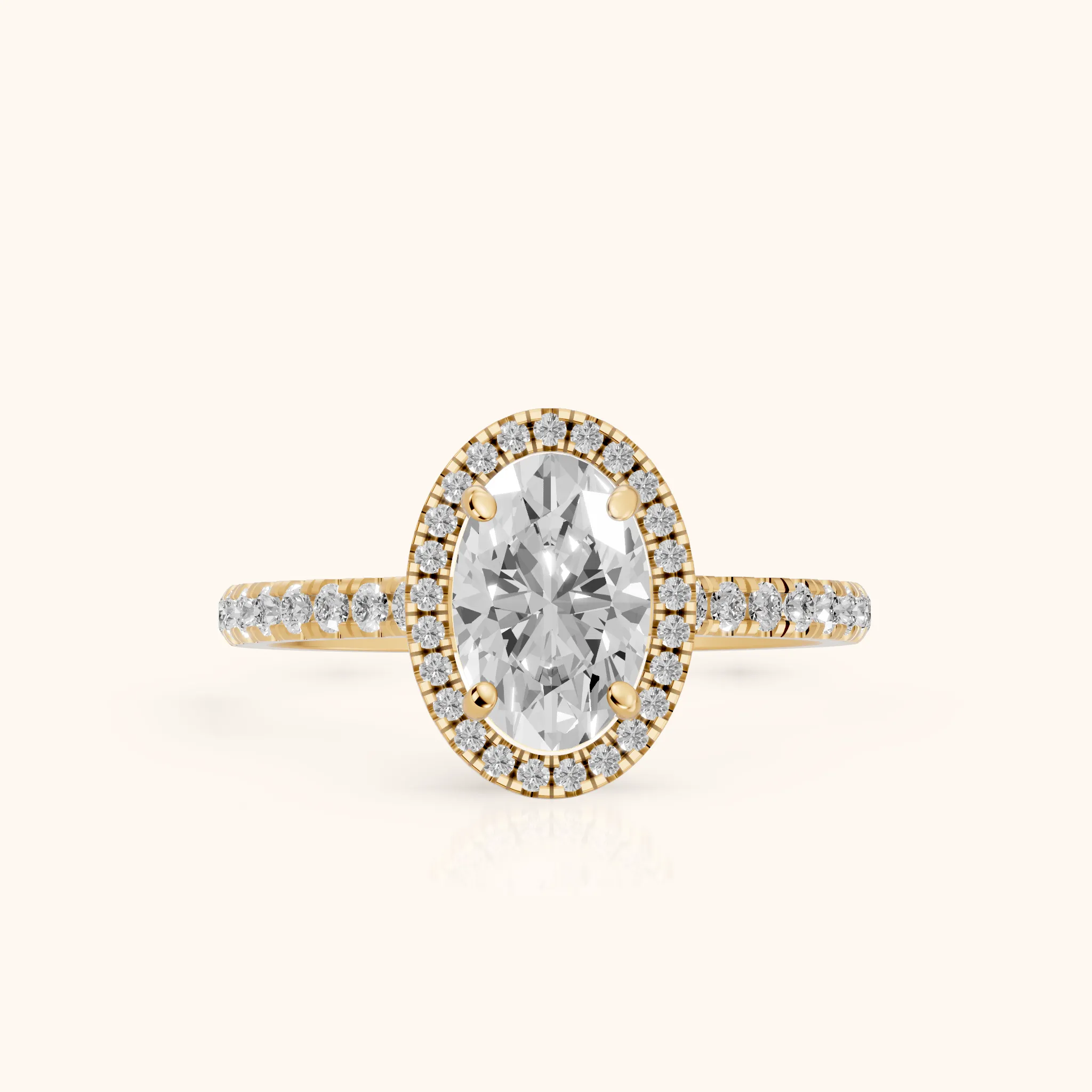 Mabel Halo French Pavé Oval Diamond Engagement Ring in Yellow Gold — view 1