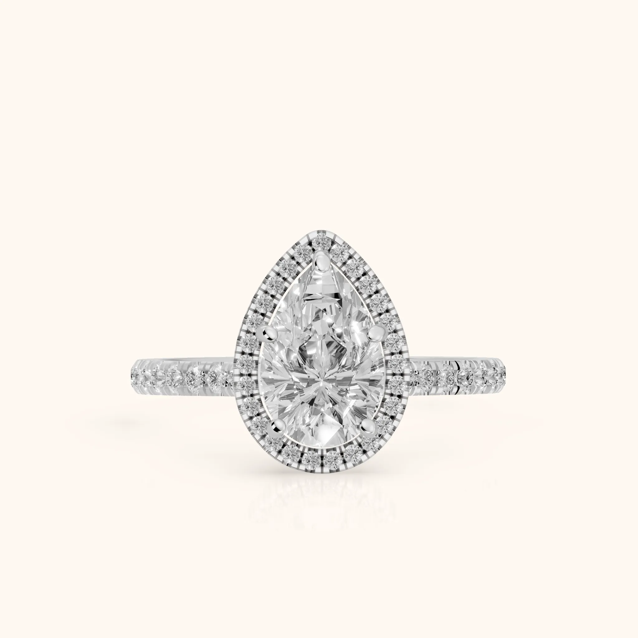Mabel Halo French Pavé Pear Diamond Engagement Ring in Platinum — view 1