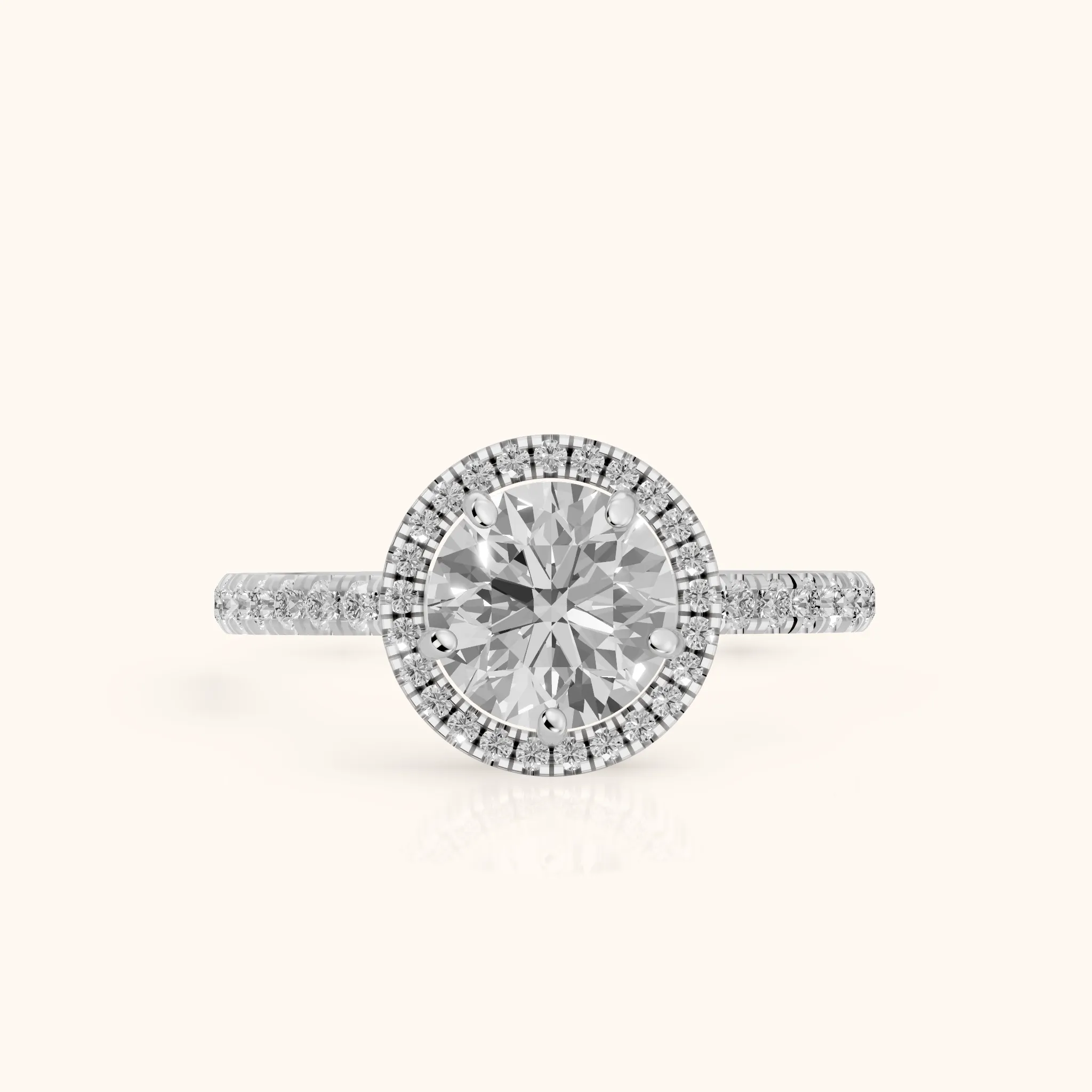 Mabel Halo French Pavé Round Diamond Engagement Ring in Platinum — view 1