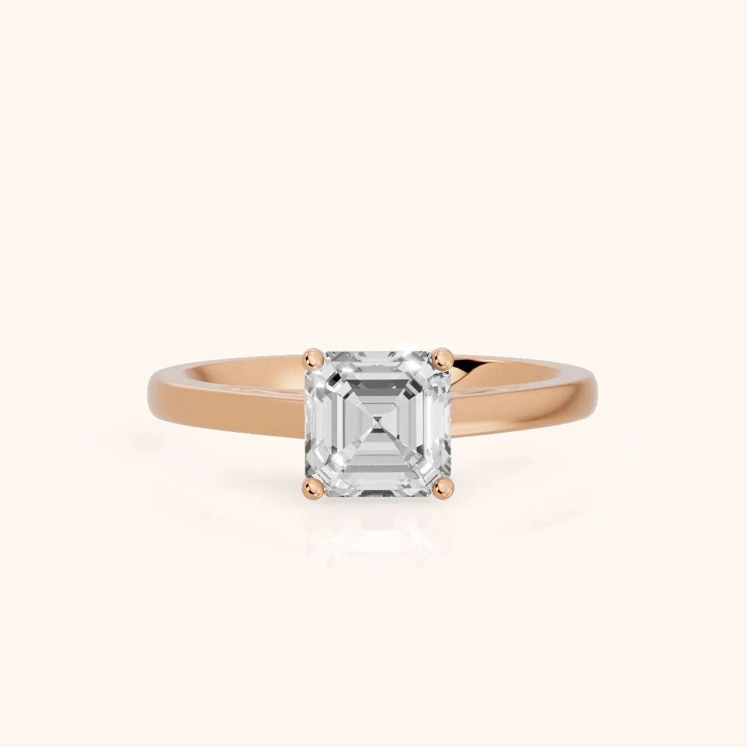 Iris Vintage Asscher Diamond Engagement Ring in Rose Gold