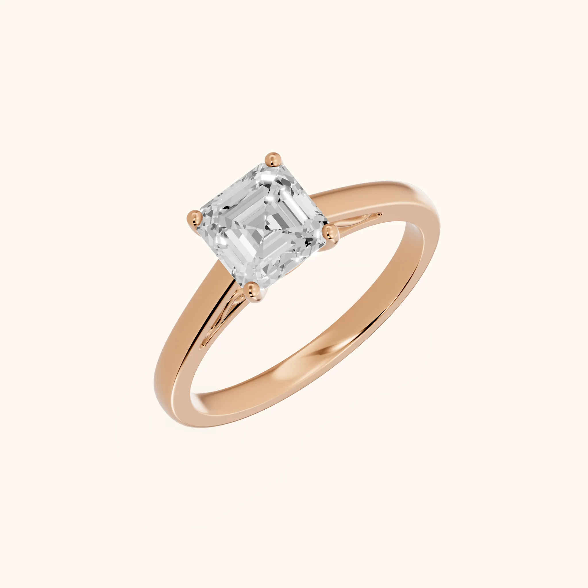 Iris Vintage Asscher Diamond Engagement Ring in Rose Gold