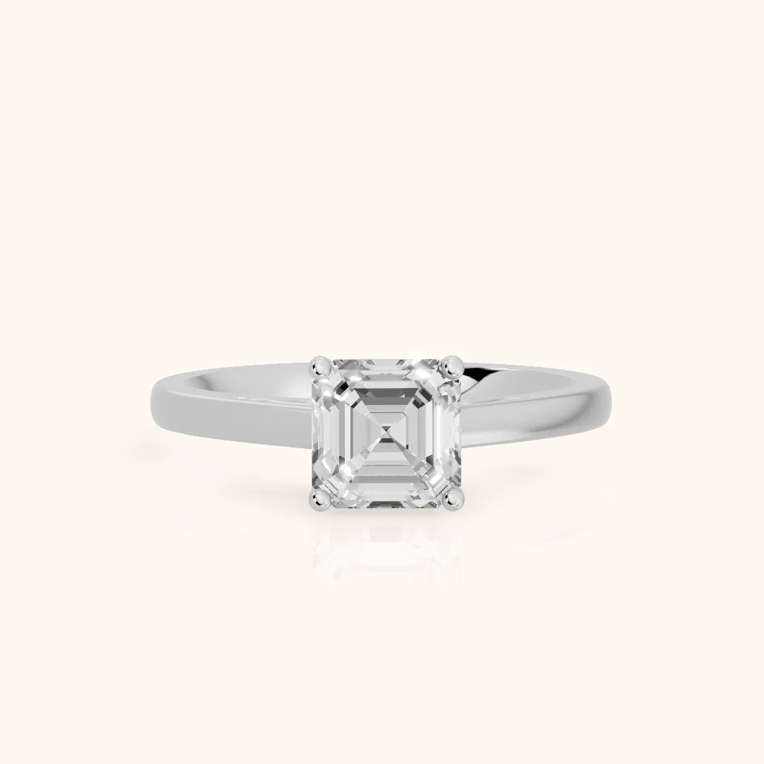 Iris Vintage Asscher Diamond Engagement Ring in Silver