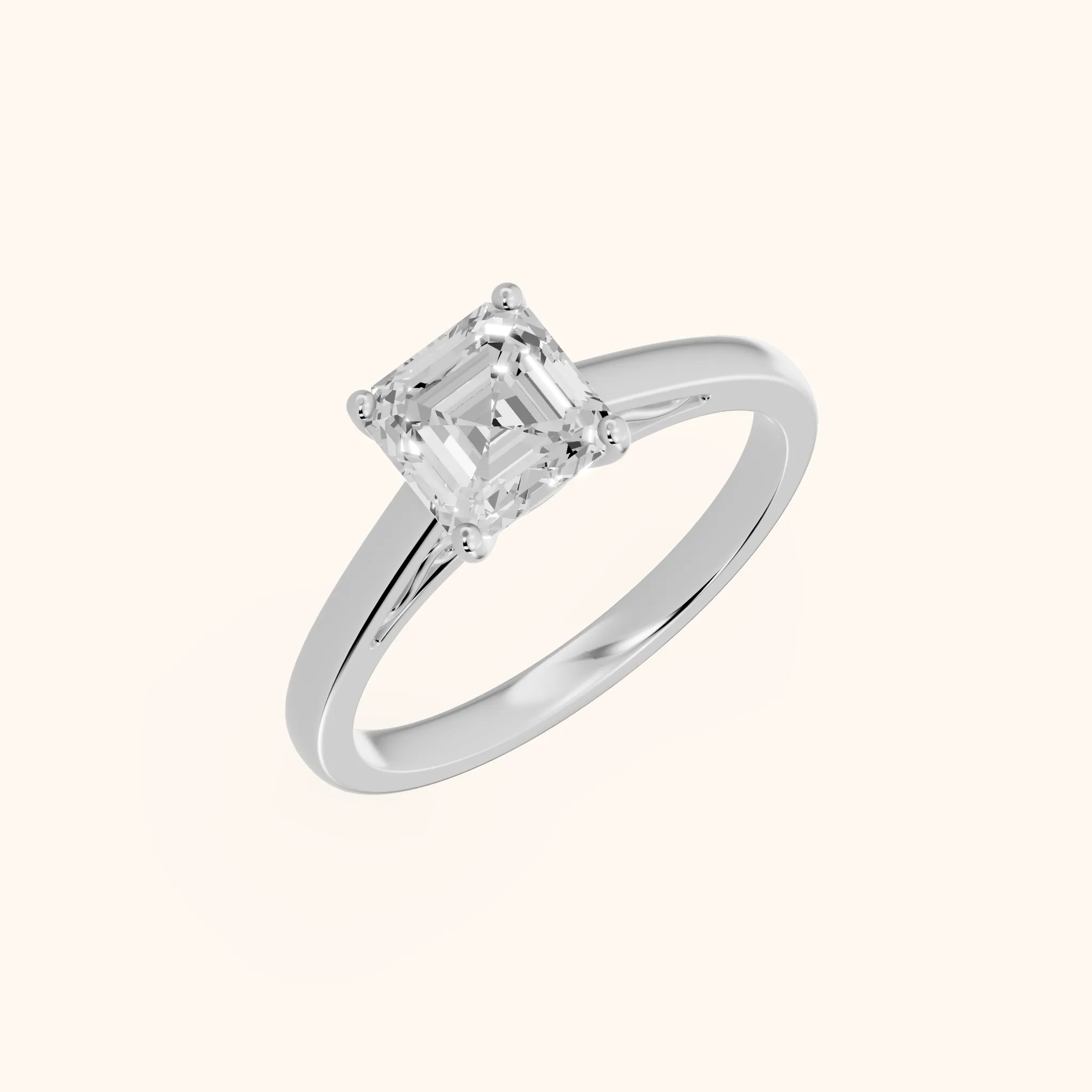 Iris Vintage Asscher Diamond Engagement Ring in Silver