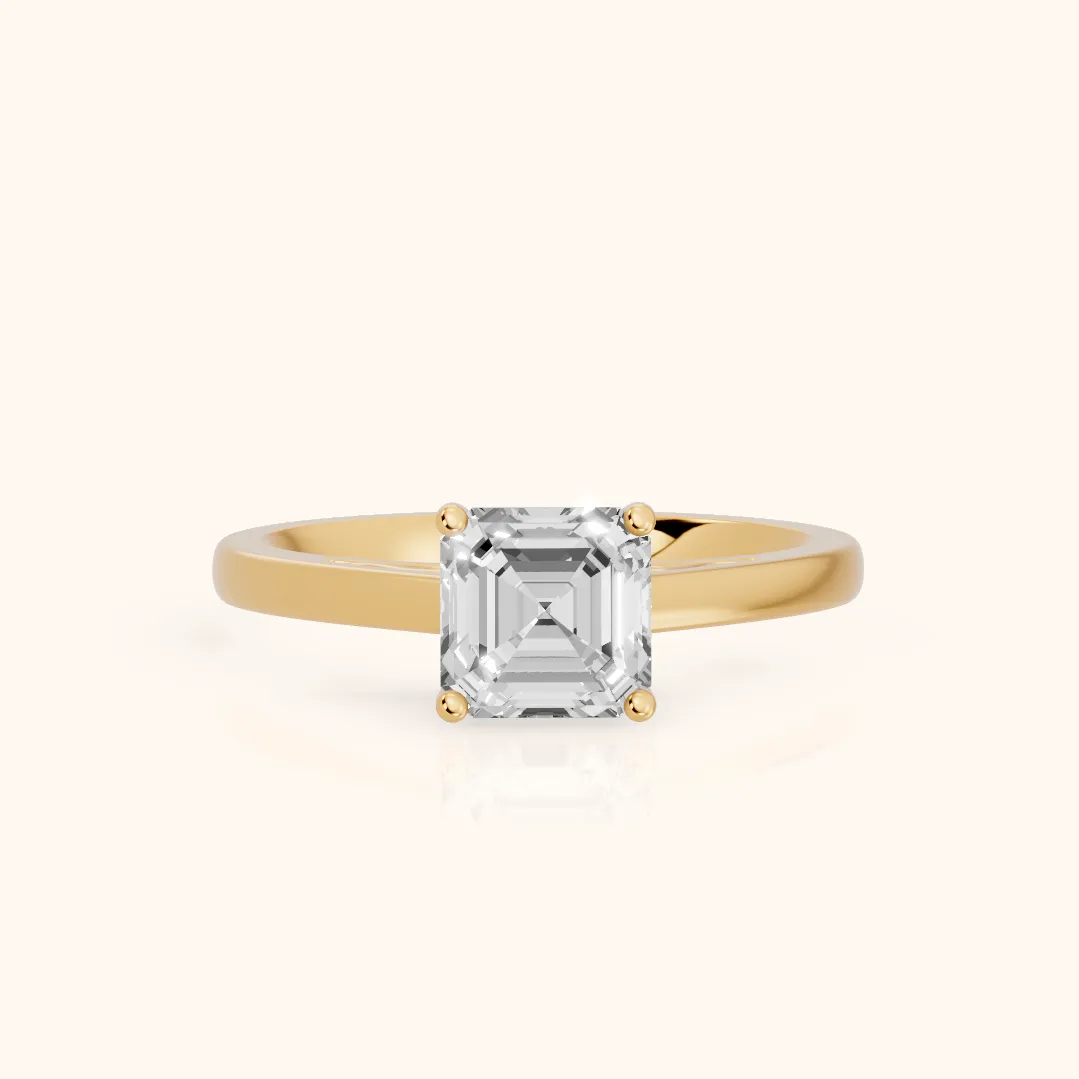 Iris Vintage Asscher Diamond Engagement Ring in Yellow Gold