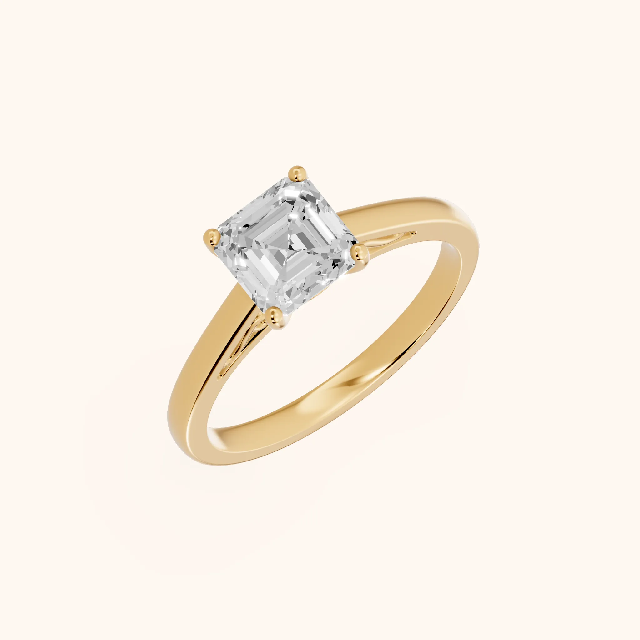 Iris Vintage Asscher Diamond Engagement Ring in Yellow Gold