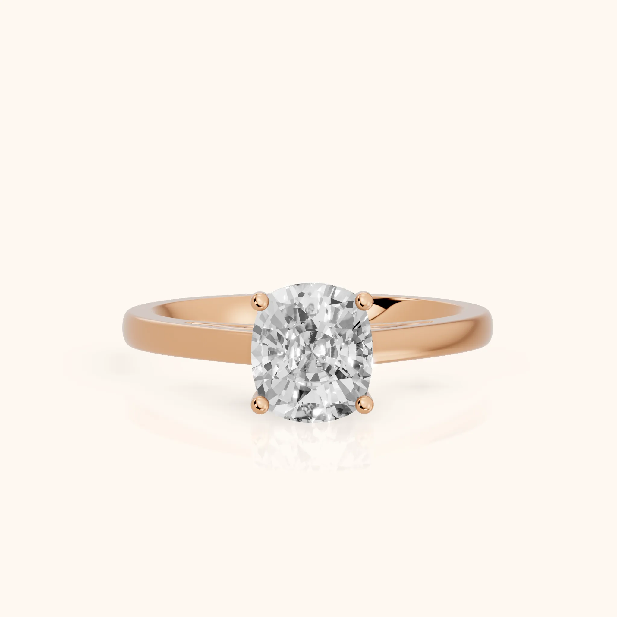 Iris Vintage Cushion Diamond Engagement Ring in Rose Gold — view 1