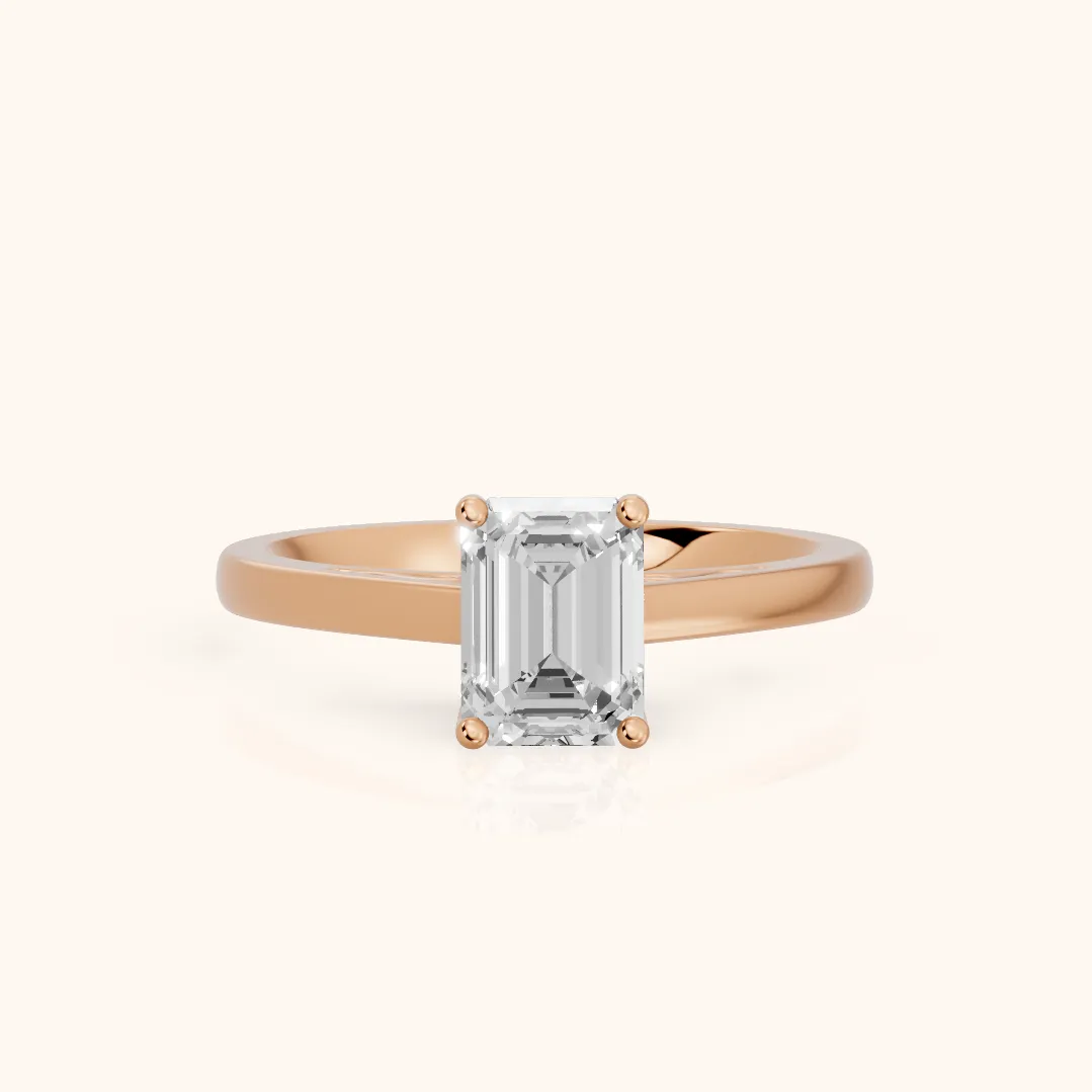 Iris Vintage Emerald Diamond Engagement Ring in Rose Gold
