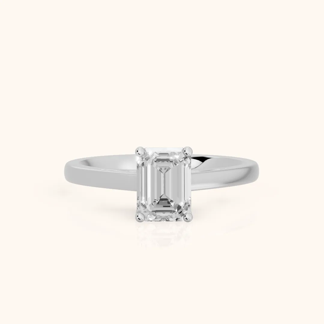 Iris Vintage Emerald Diamond Engagement Ring in Silver