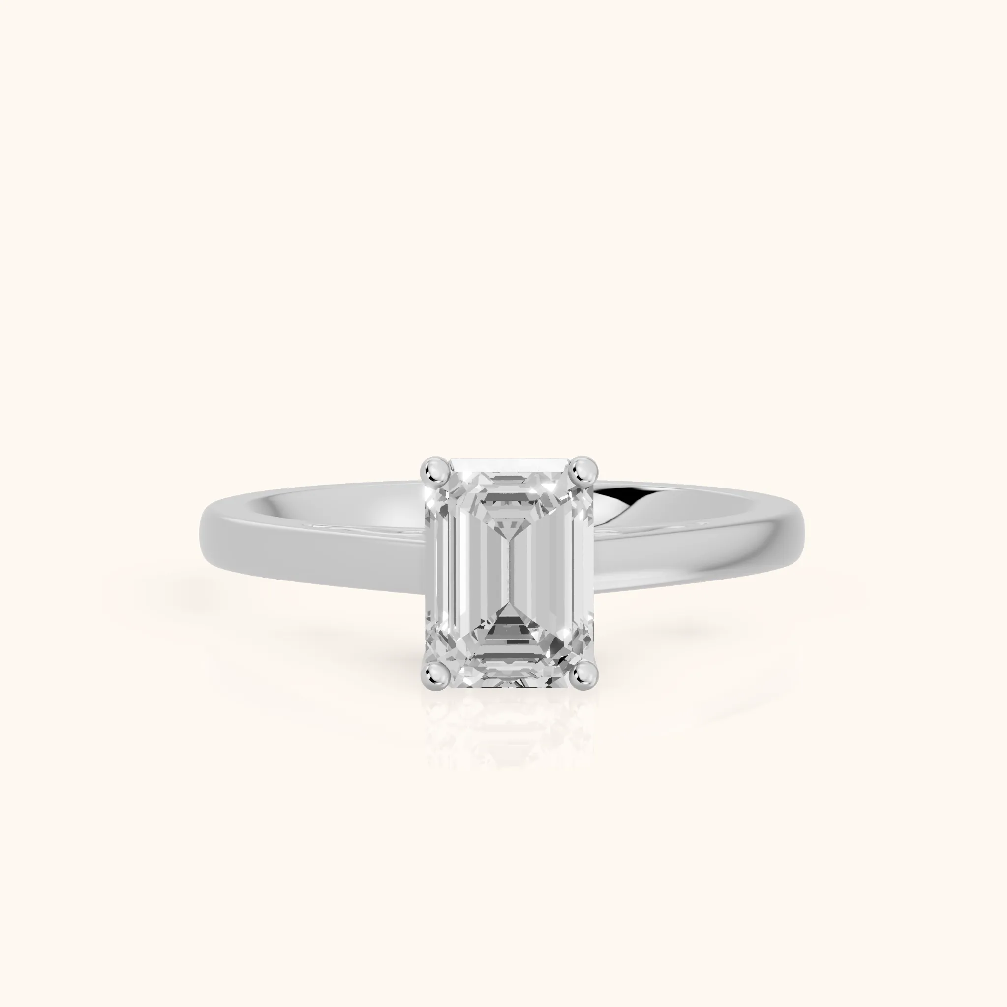 Iris Vintage Emerald Diamond Engagement Ring in White Gold — view 1