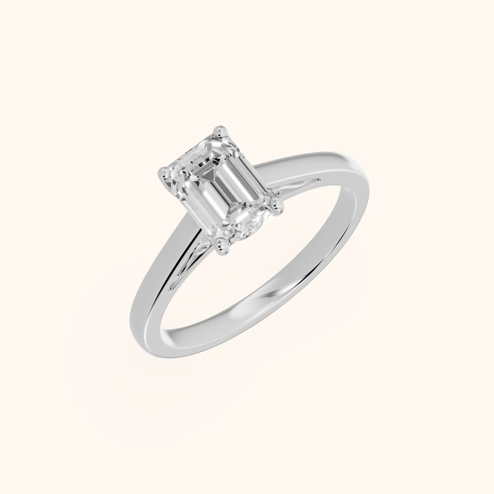 Iris Vintage Emerald Diamond Engagement Ring in Silver