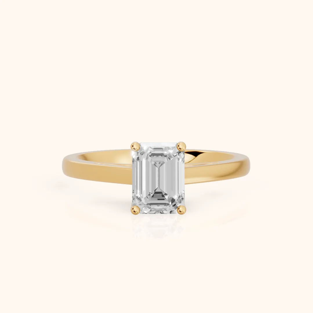 Iris Vintage Emerald Diamond Engagement Ring in Yellow Gold