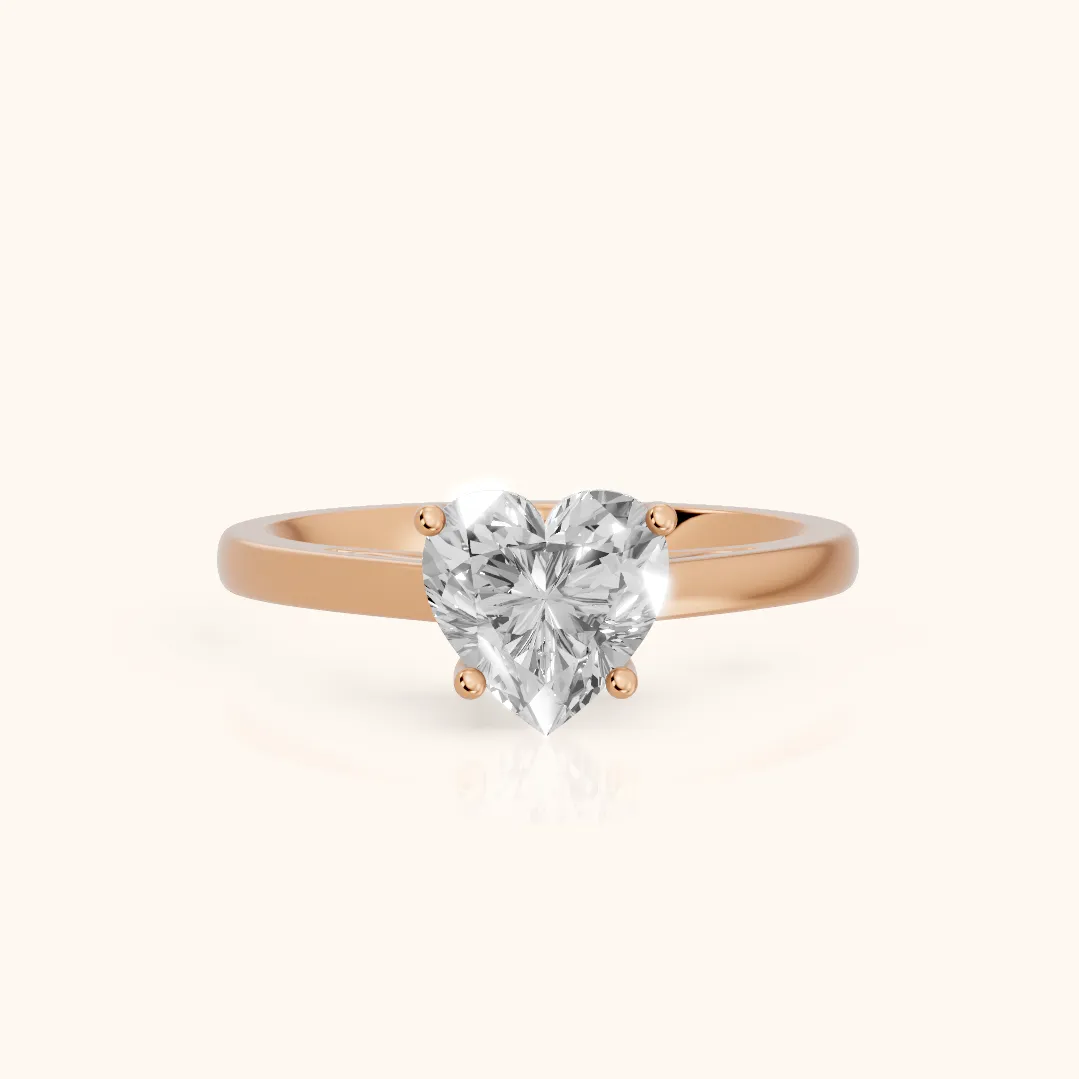 Iris Vintage Heart Diamond Engagement Ring in Rose Gold