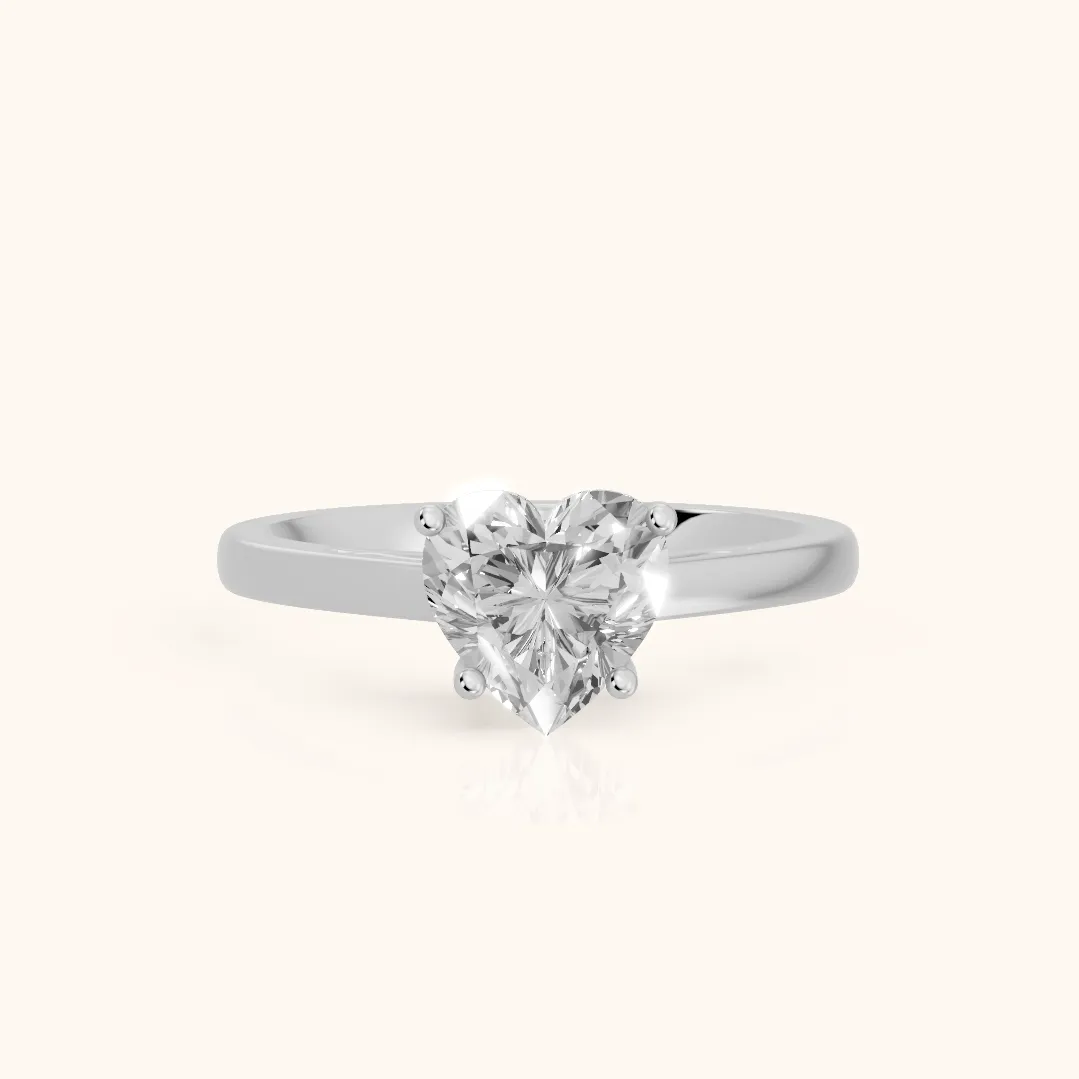 Iris Vintage Heart Diamond Engagement Ring in Silver