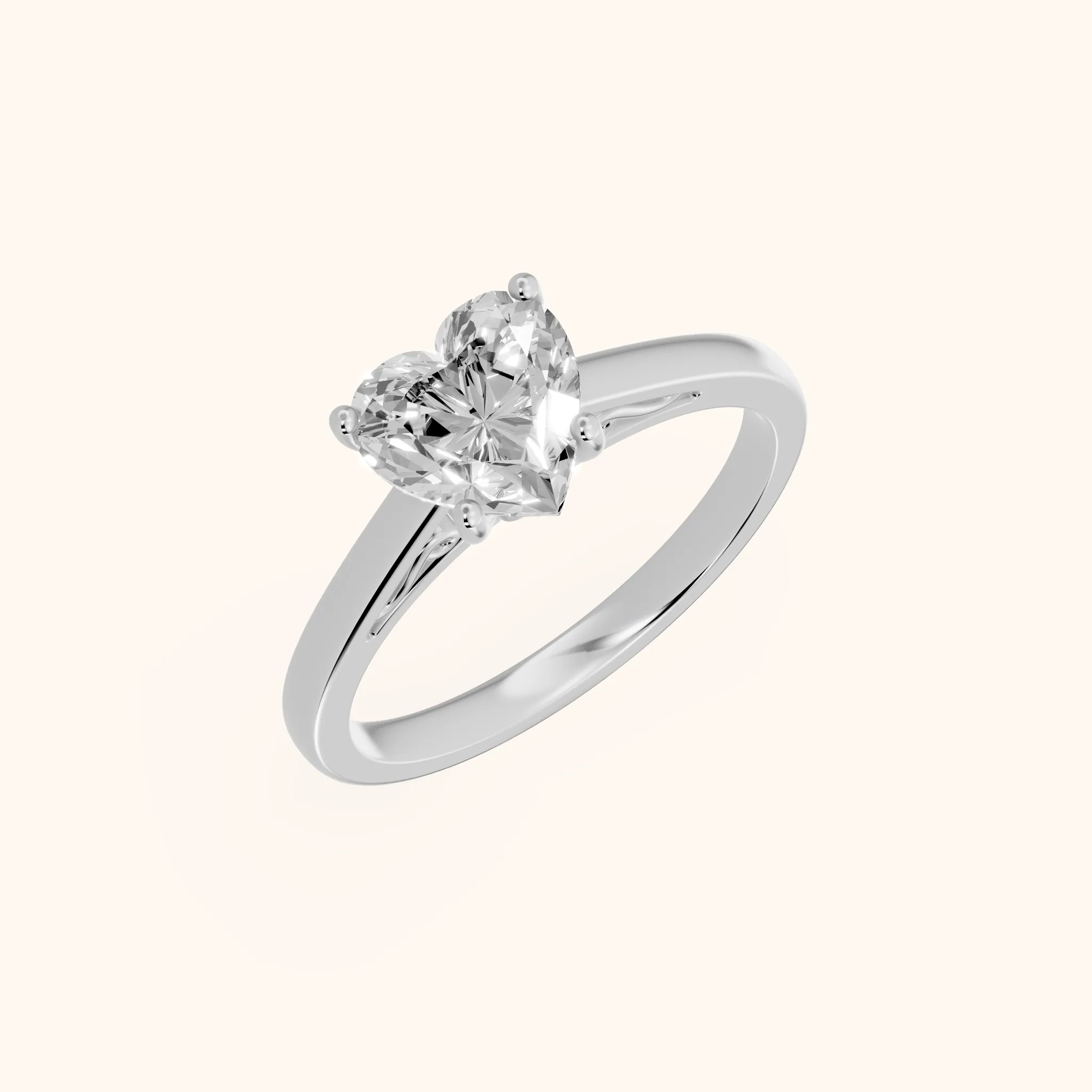 Iris Vintage Heart Diamond Engagement Ring in Silver