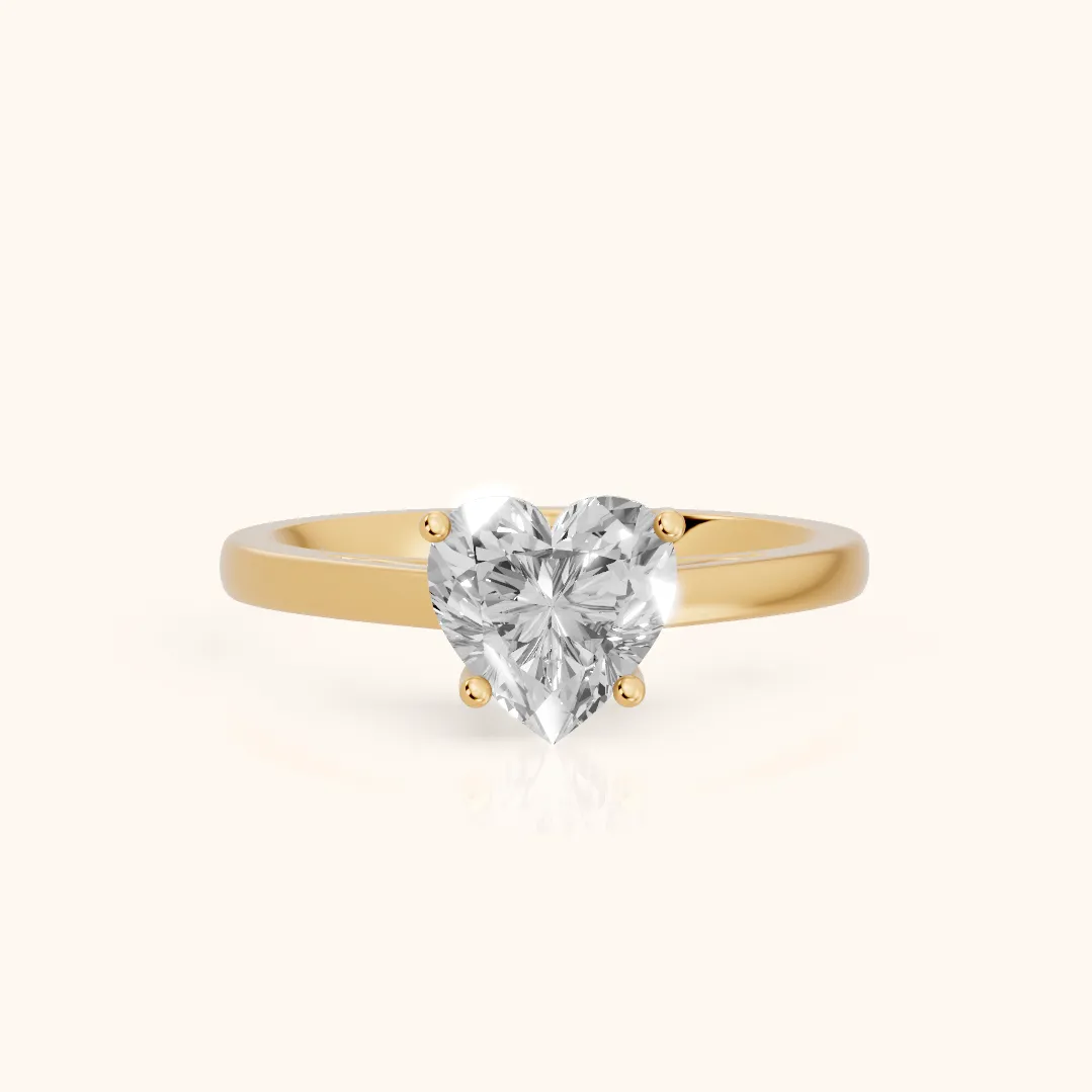 Iris Vintage Heart Diamond Engagement Ring in Yellow Gold