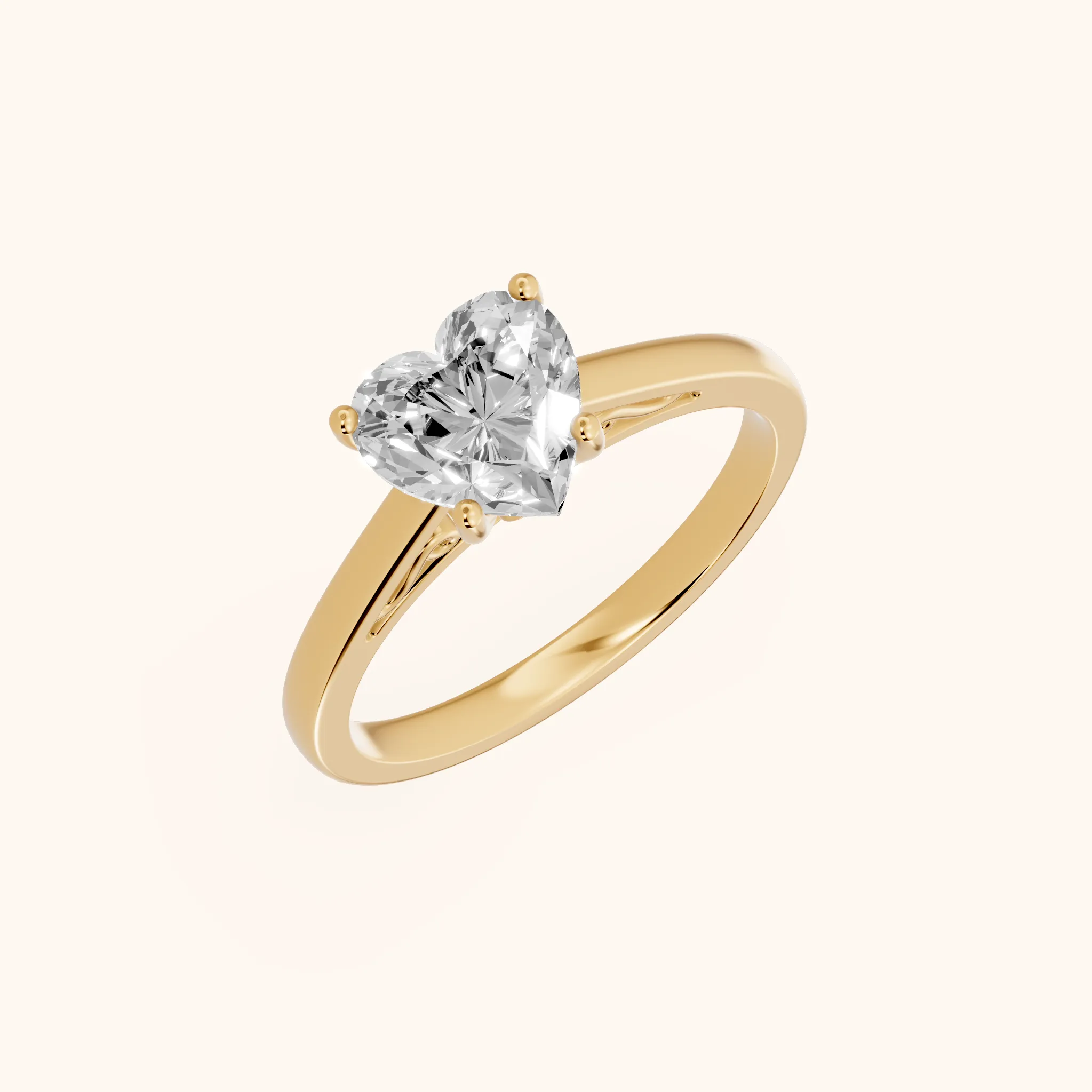 Iris Vintage Heart Diamond Engagement Ring in Yellow Gold