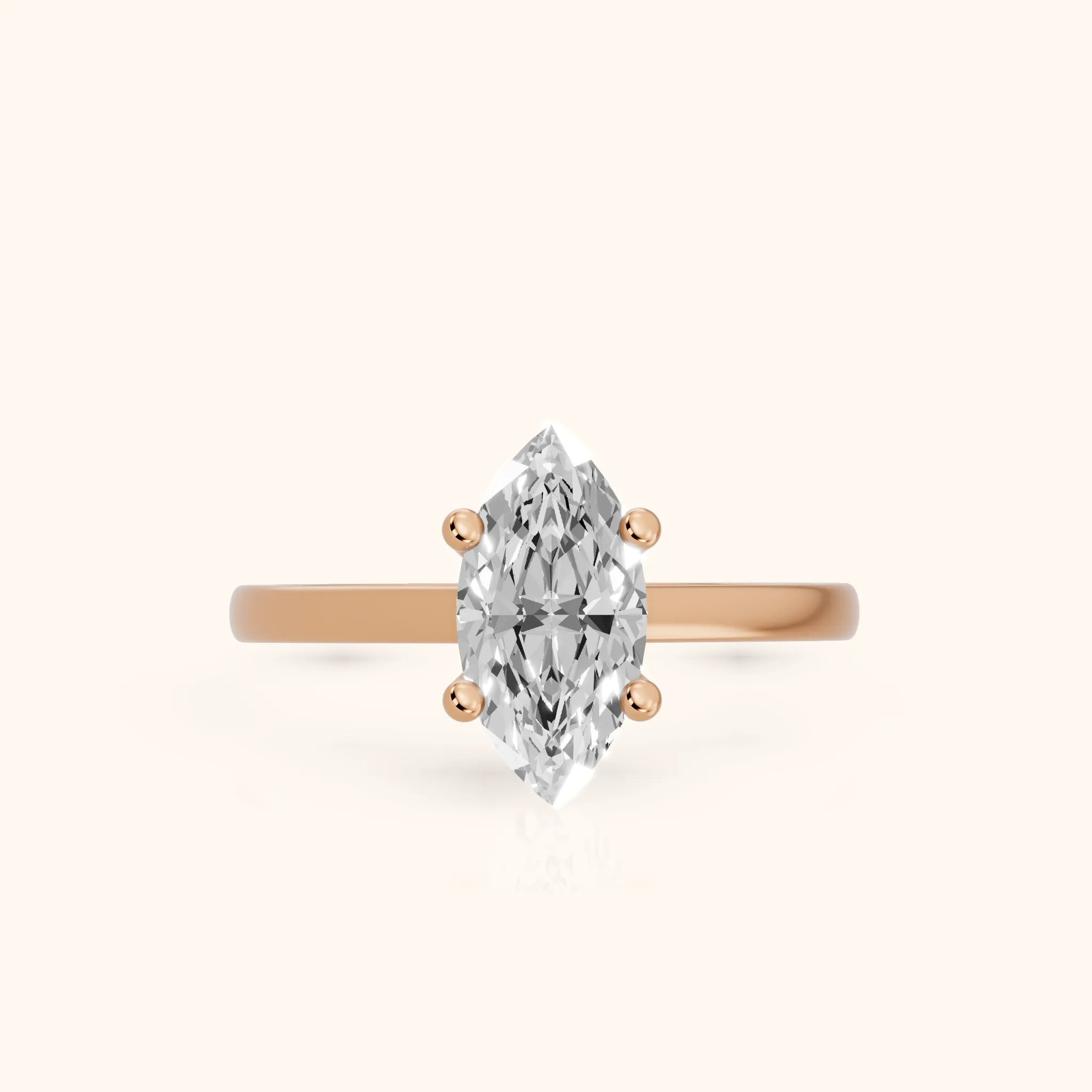 Iris Vintage Marquise Diamond Engagement Ring in Rose Gold — view 1