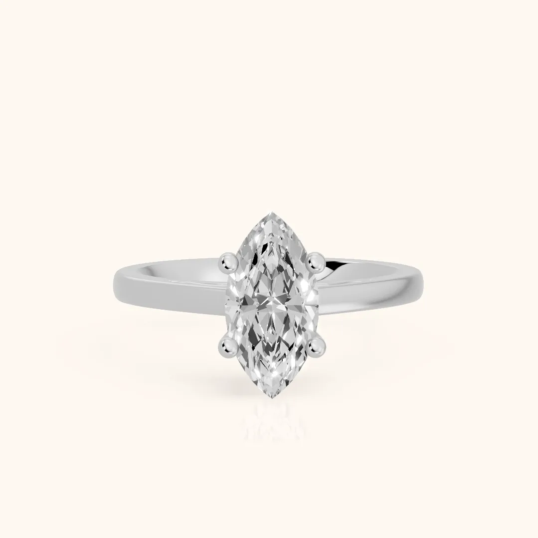 Iris Vintage Marquise Diamond Engagement Ring in White Gold