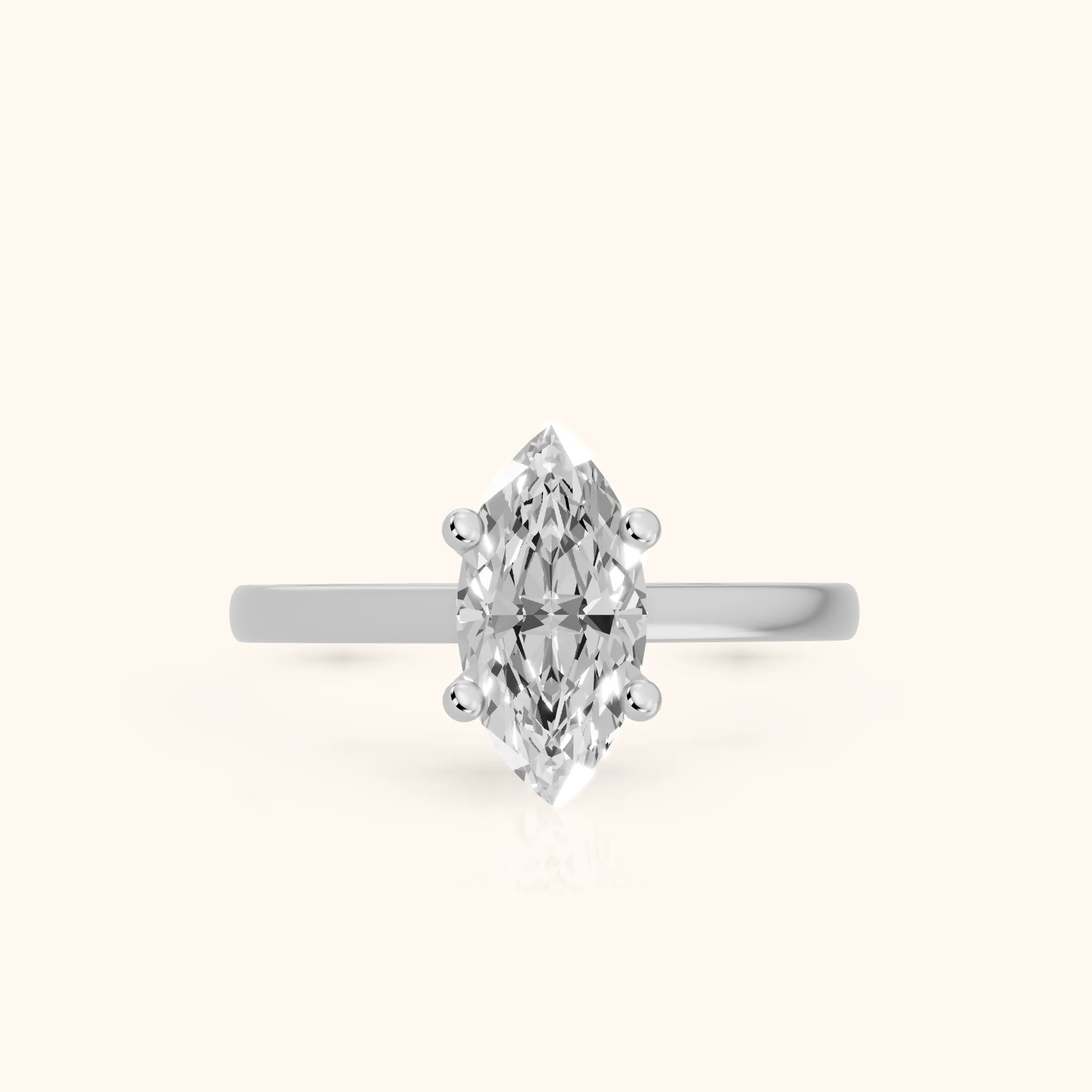 Iris Vintage Marquise Diamond Engagement Ring in White Gold — view 1