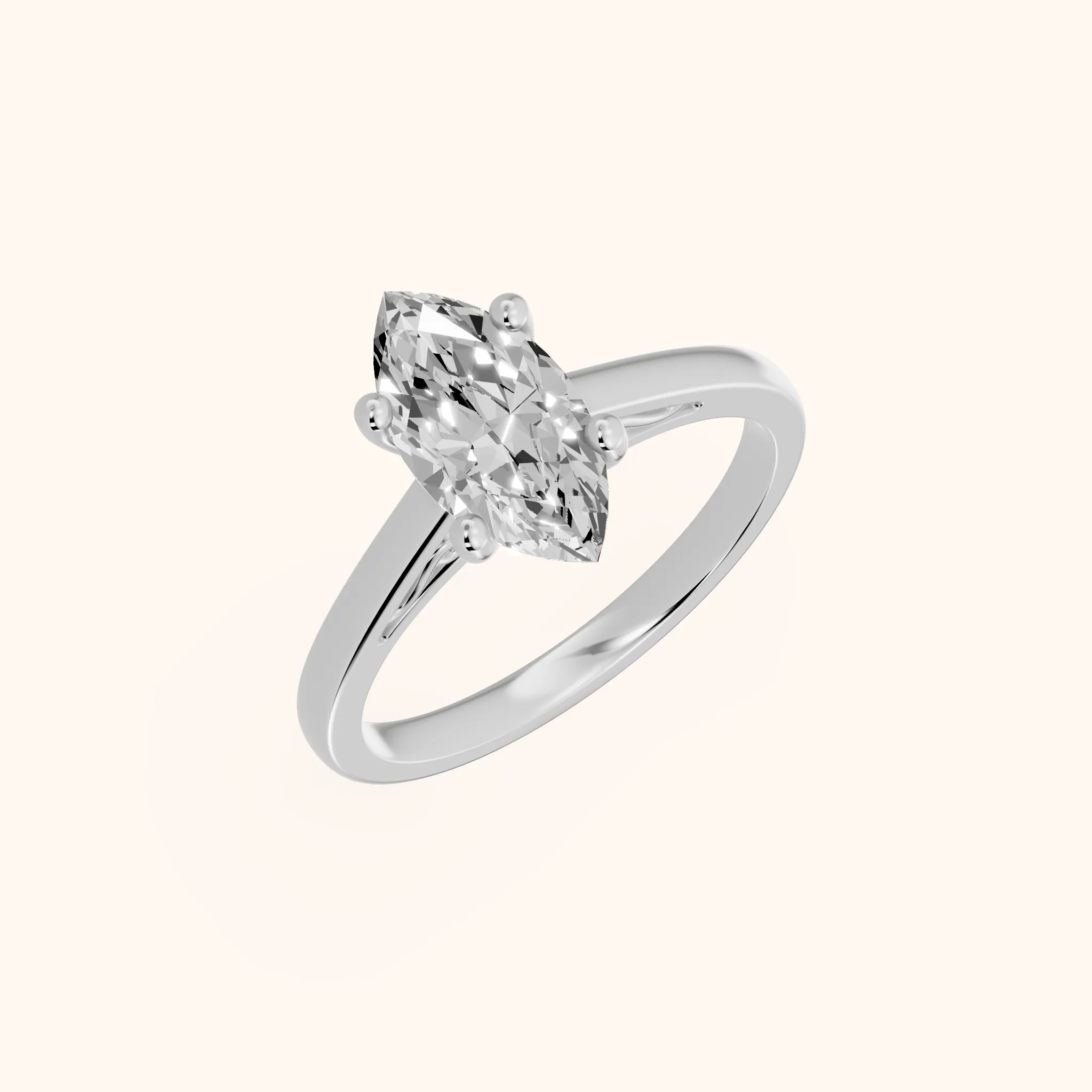 Iris Vintage Marquise Diamond Engagement Ring in White Gold