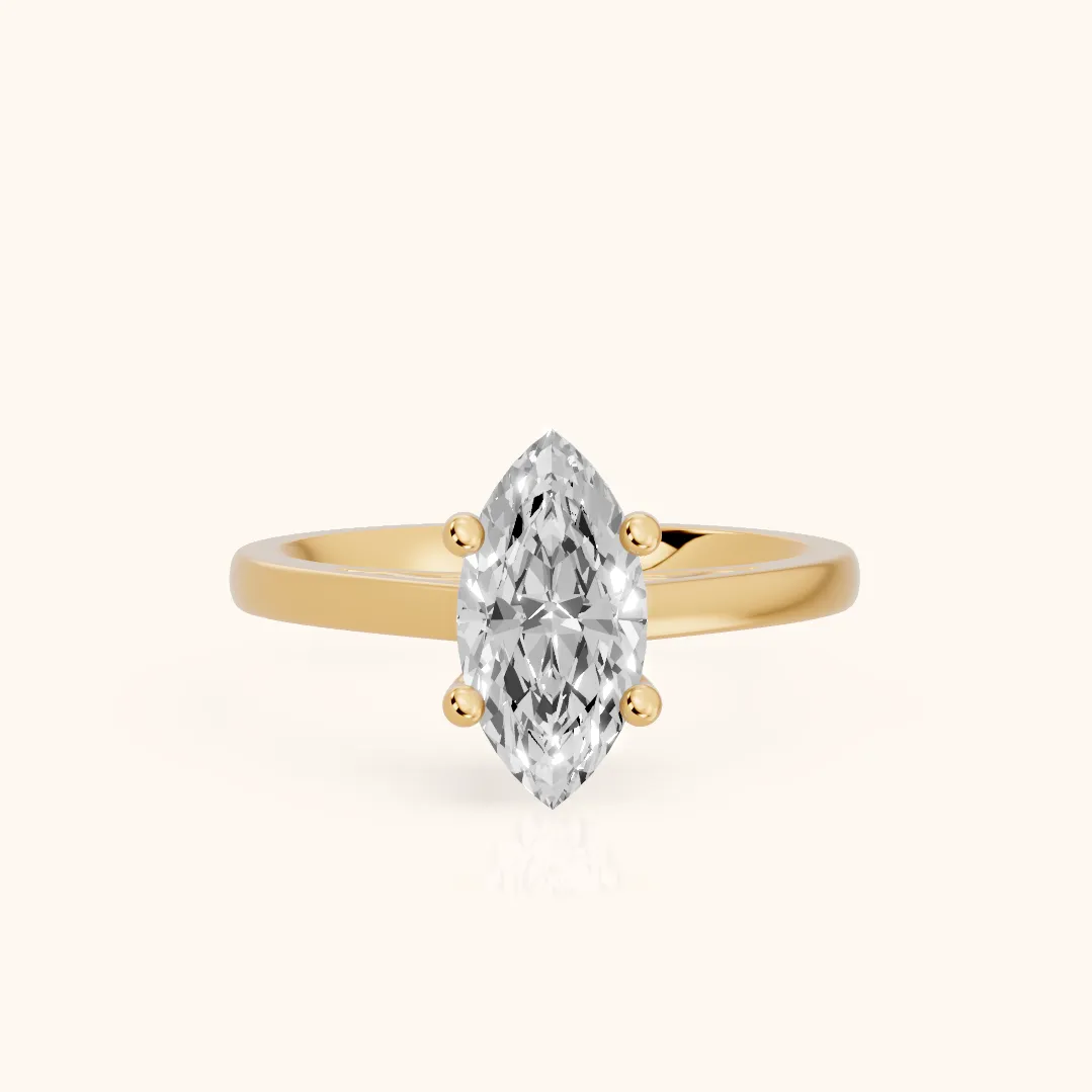 Iris Vintage Marquise Diamond Engagement Ring in Yellow Gold