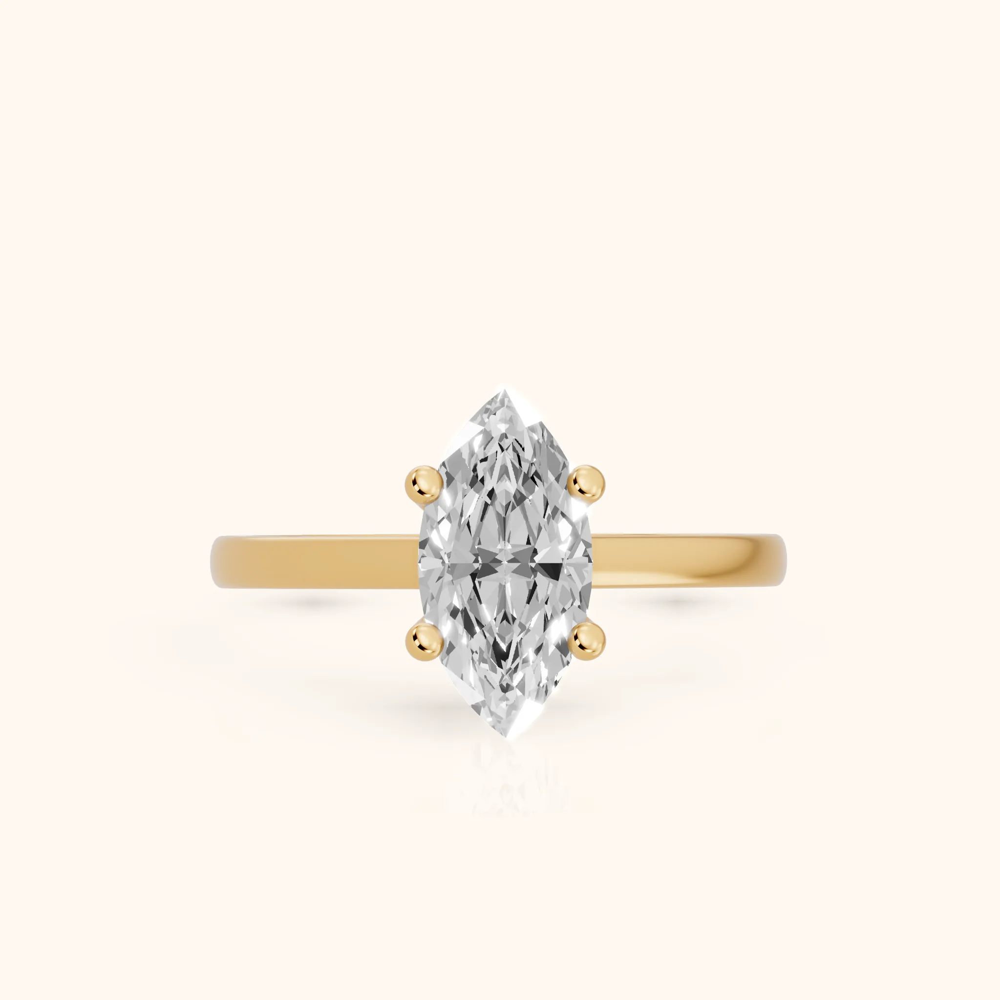 Iris Vintage Marquise Diamond Engagement Ring in Yellow Gold — view 1