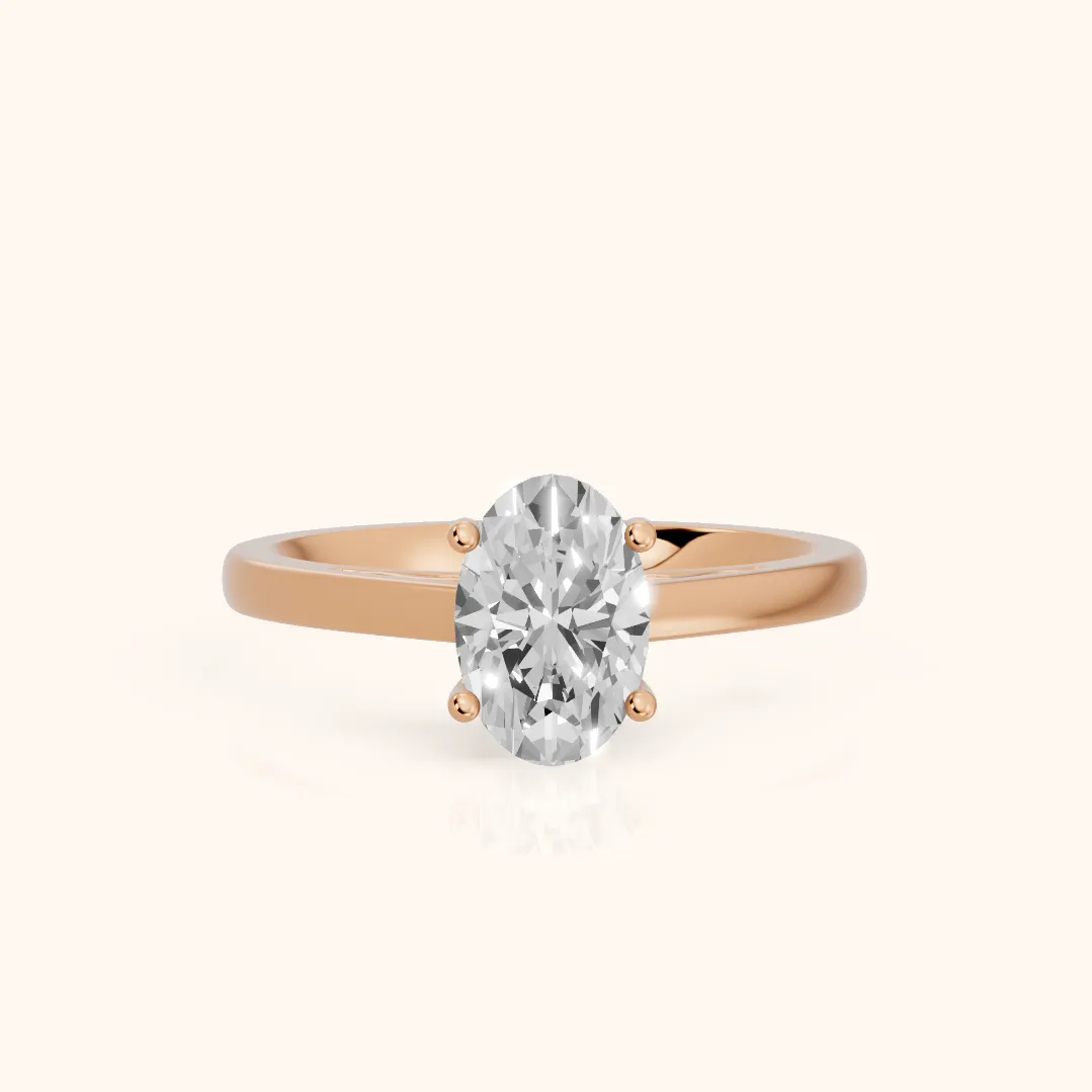 Iris Vintage Oval Diamond Engagement Ring in Rose Gold