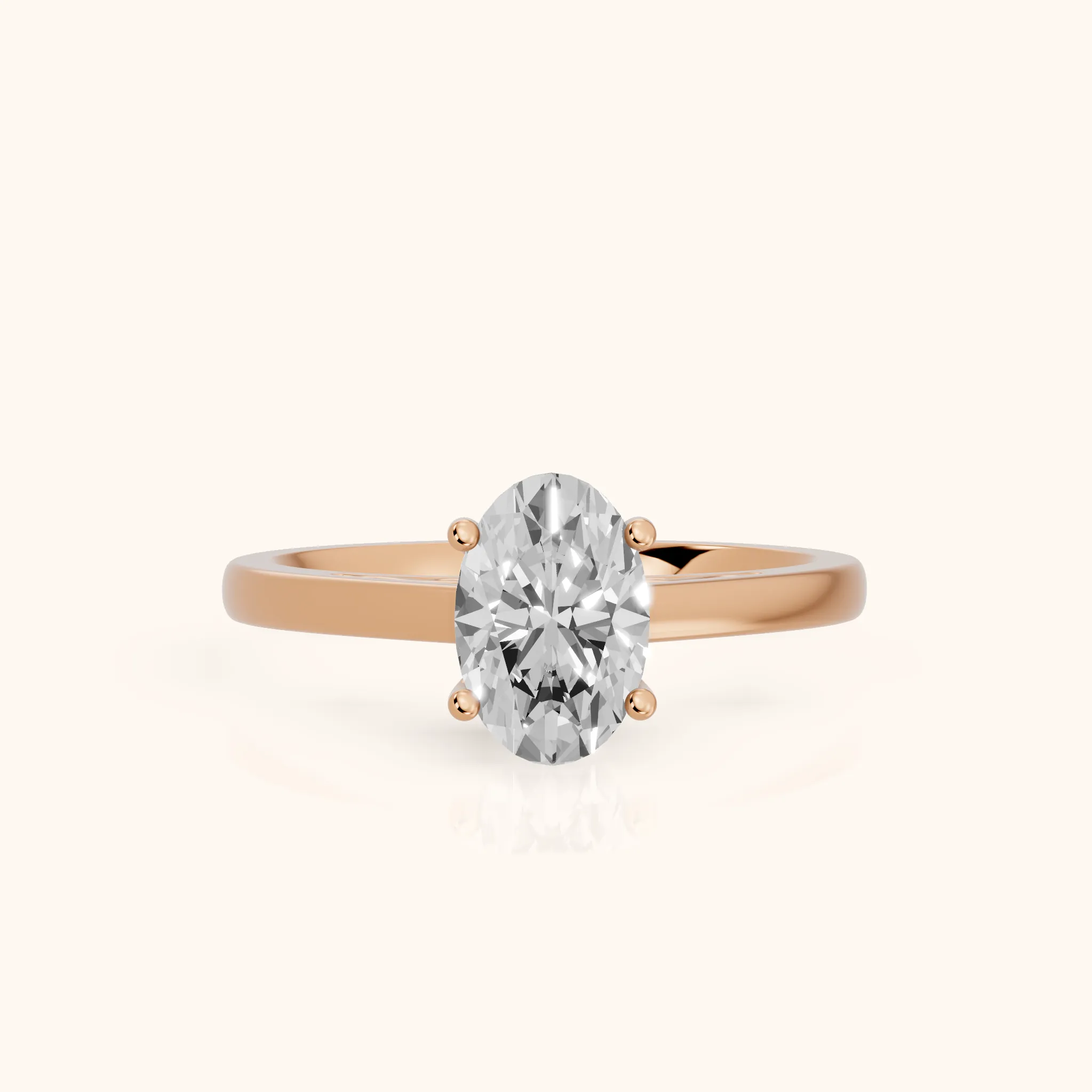 Iris Vintage Oval Diamond Engagement Ring in Rose Gold — view 1