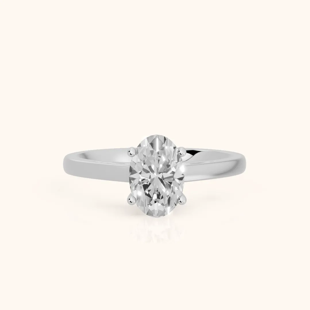 Iris Vintage Oval Diamond Engagement Ring in Silver