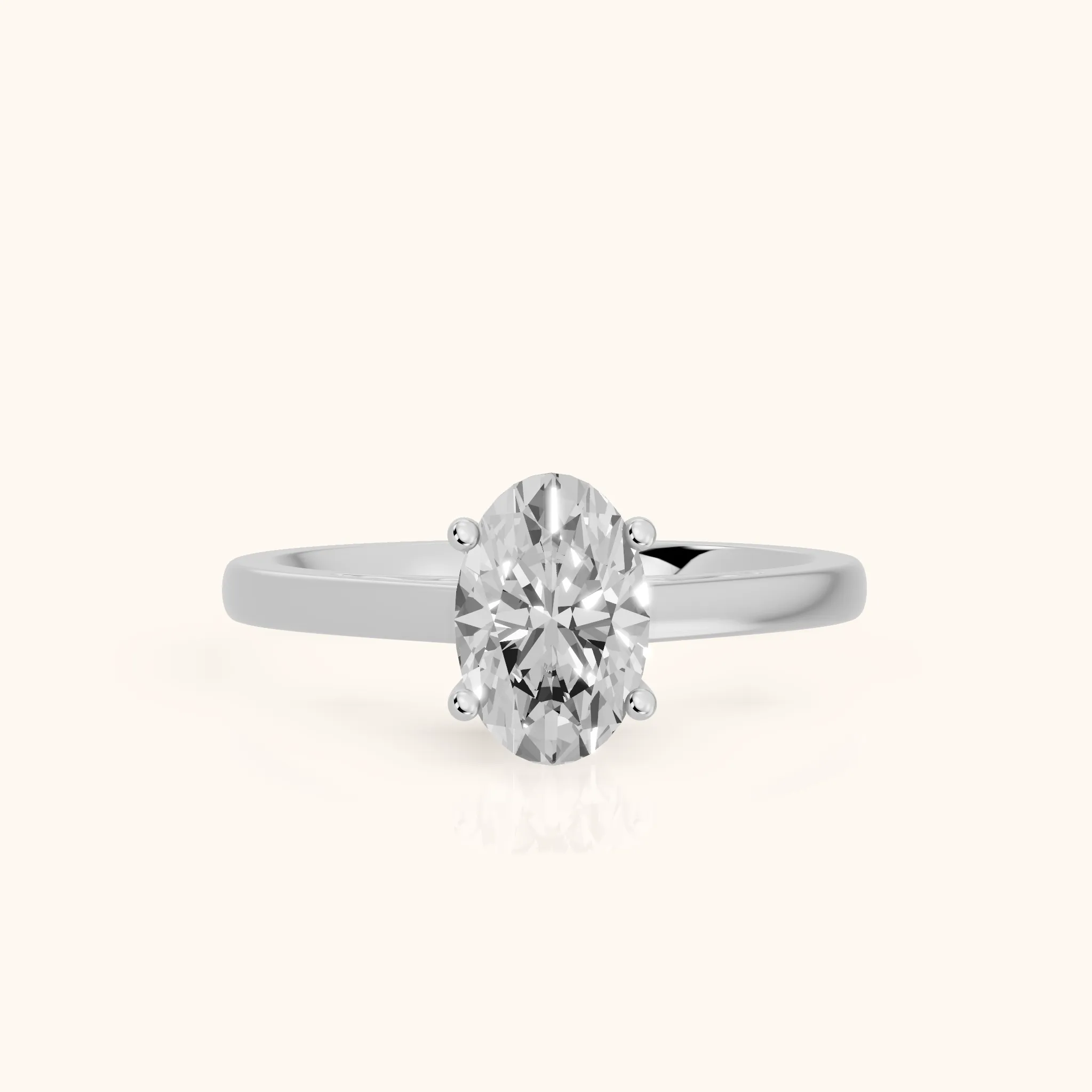 Iris Vintage Oval Diamond Engagement Ring in White Gold — view 1