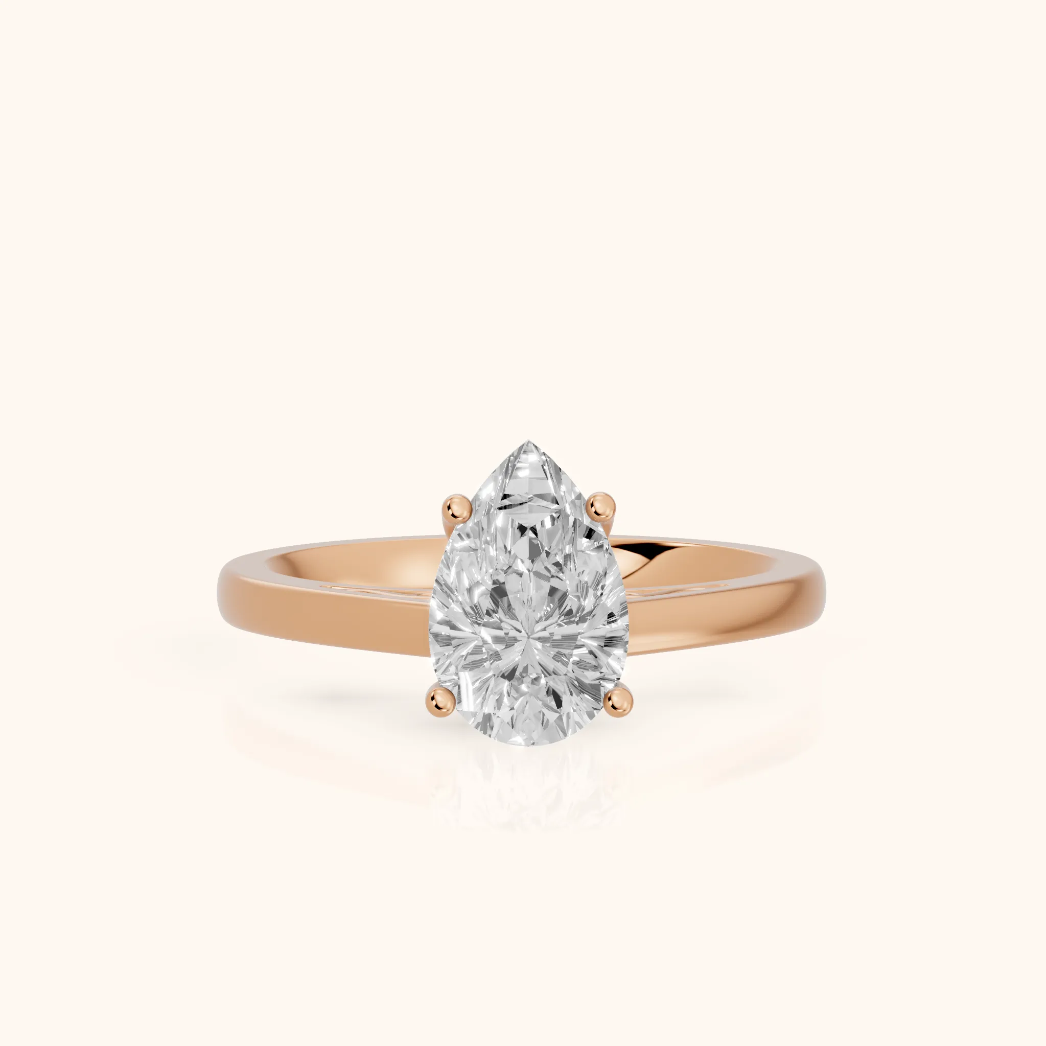 Iris Vintage Pear Diamond Engagement Ring in Rose Gold — view 1