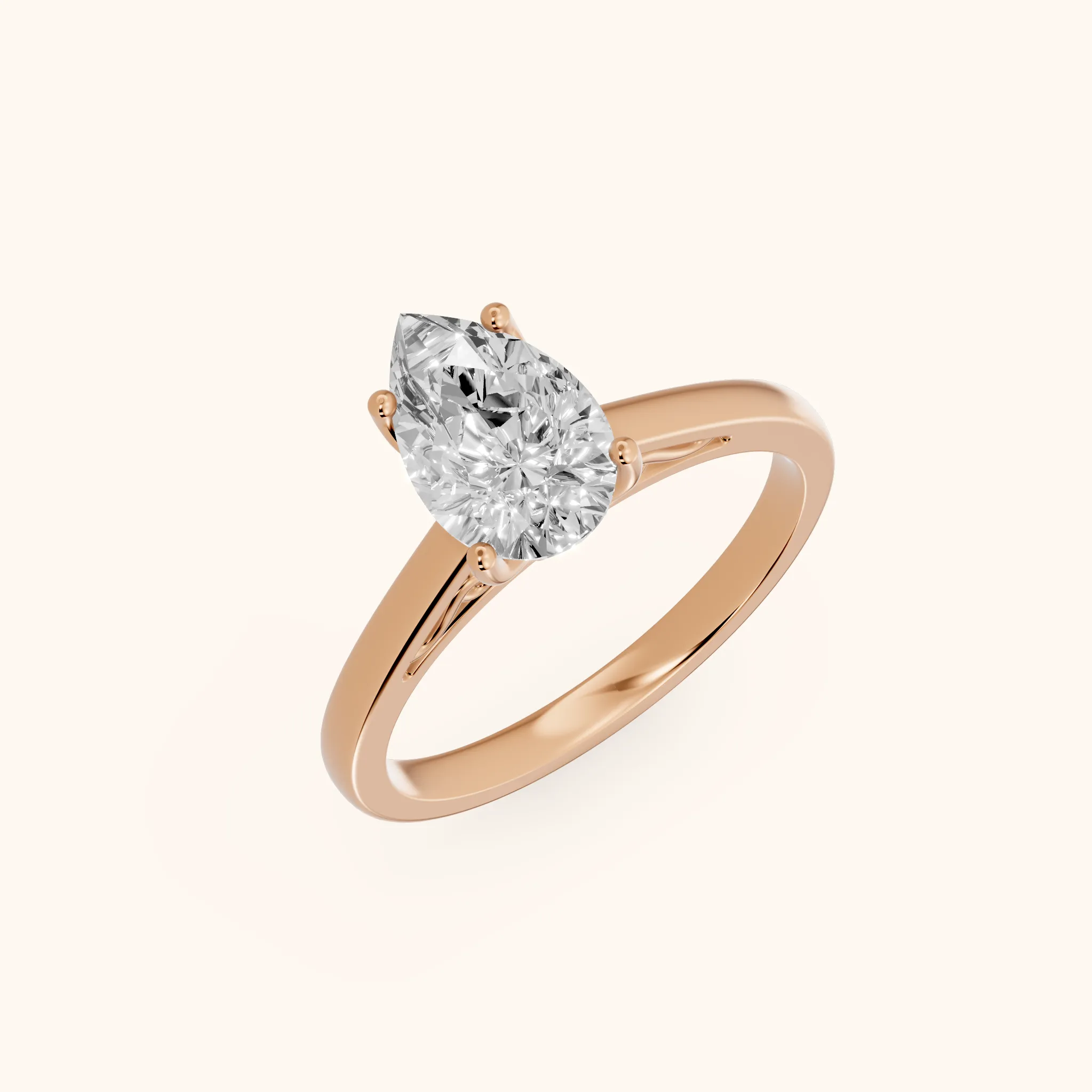 Iris Vintage Pear Diamond Engagement Ring in Rose Gold