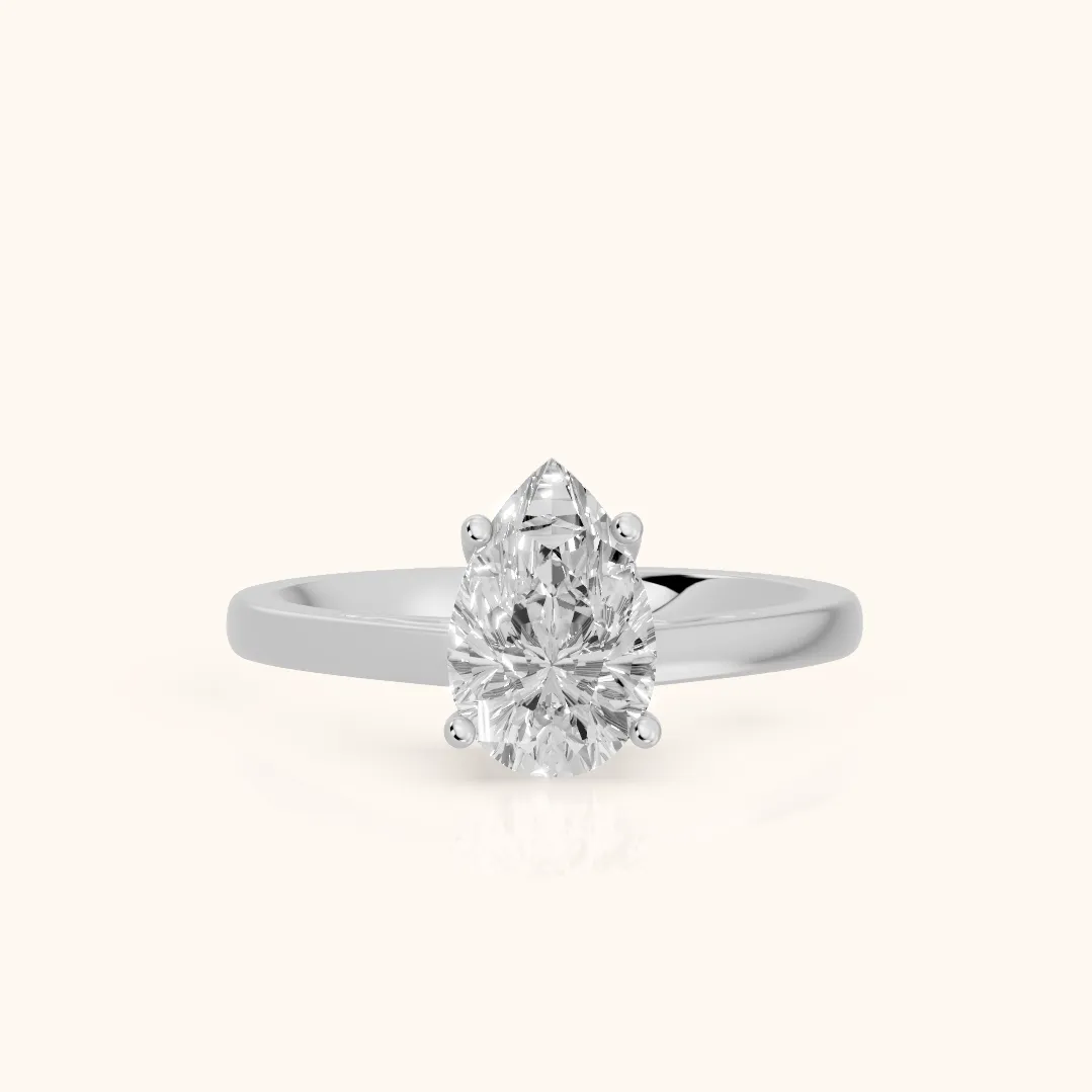 Iris Vintage Pear Diamond Engagement Ring in White Gold