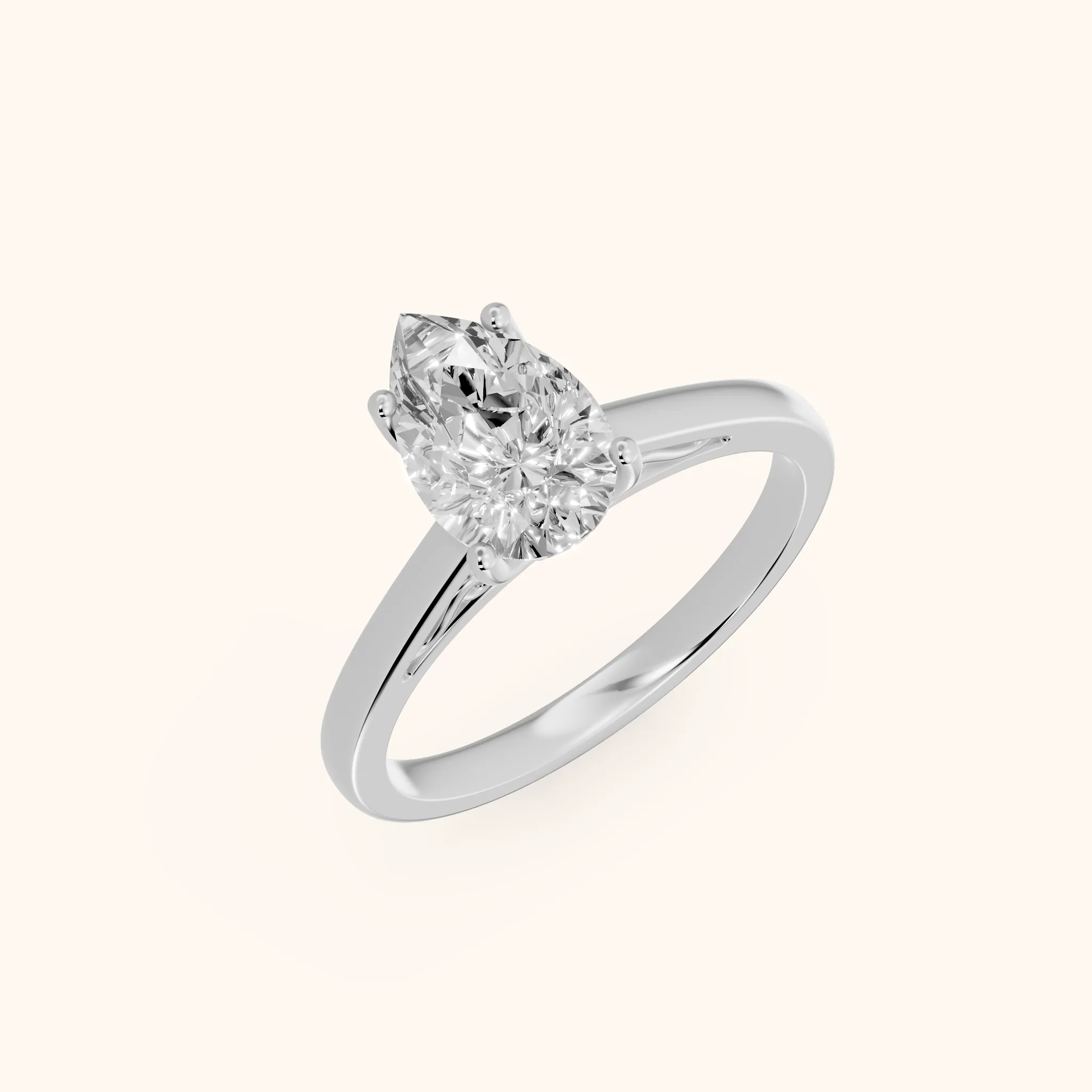 Iris Vintage Pear Diamond Engagement Ring in White Gold