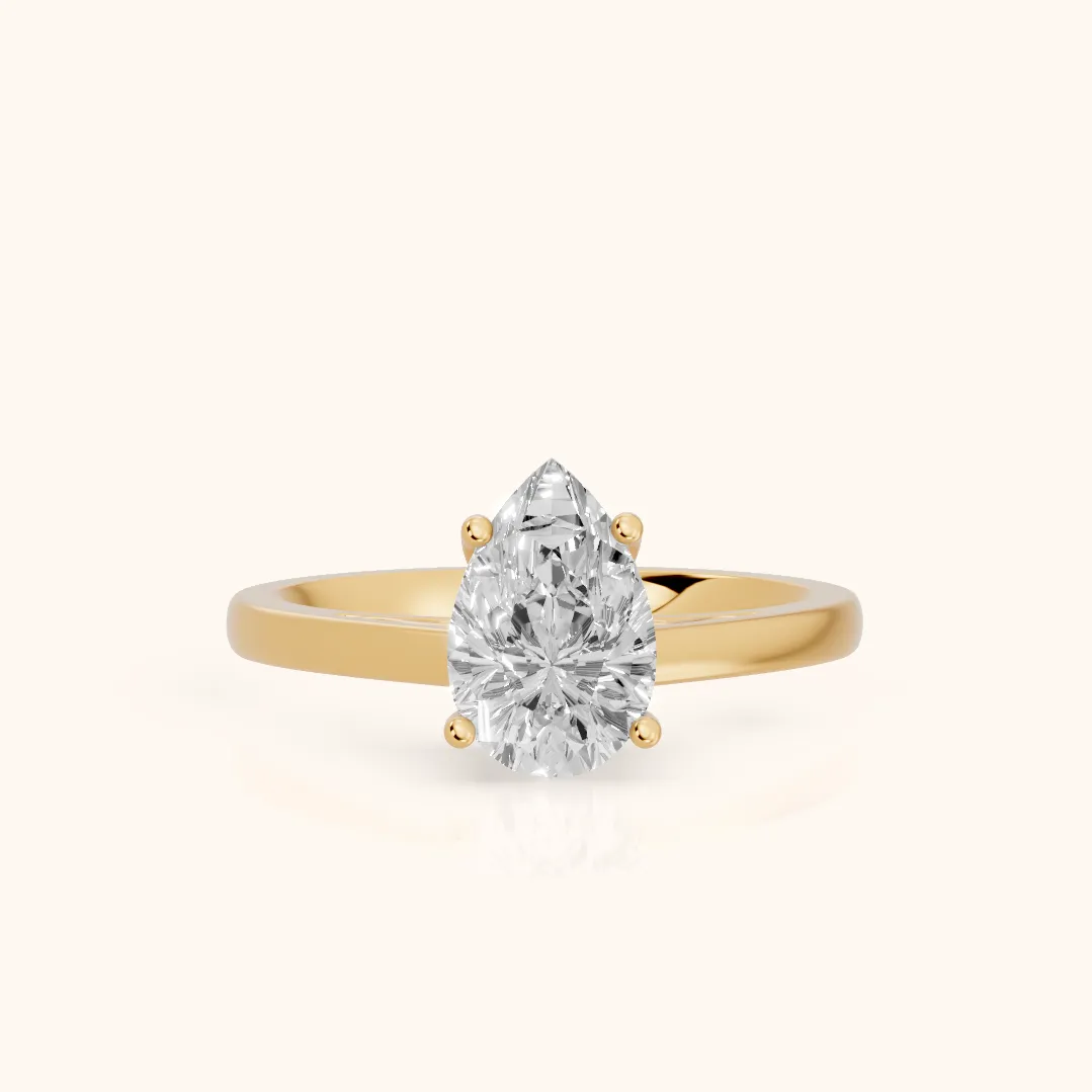 Iris Vintage Pear Diamond Engagement Ring in Yellow Gold