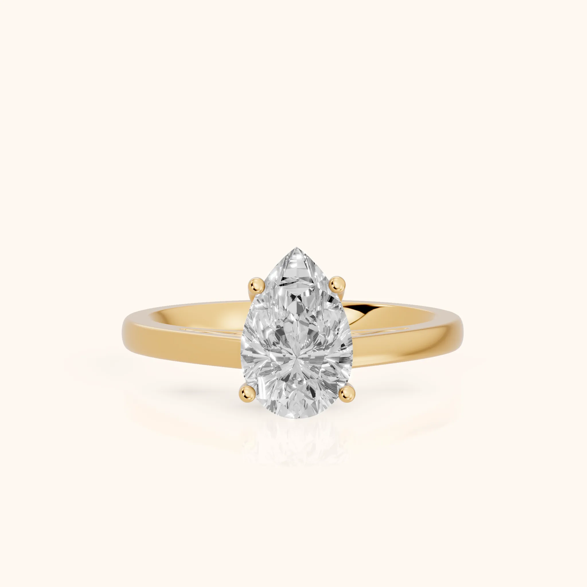 Iris Vintage Pear Diamond Engagement Ring in Yellow Gold — view 1