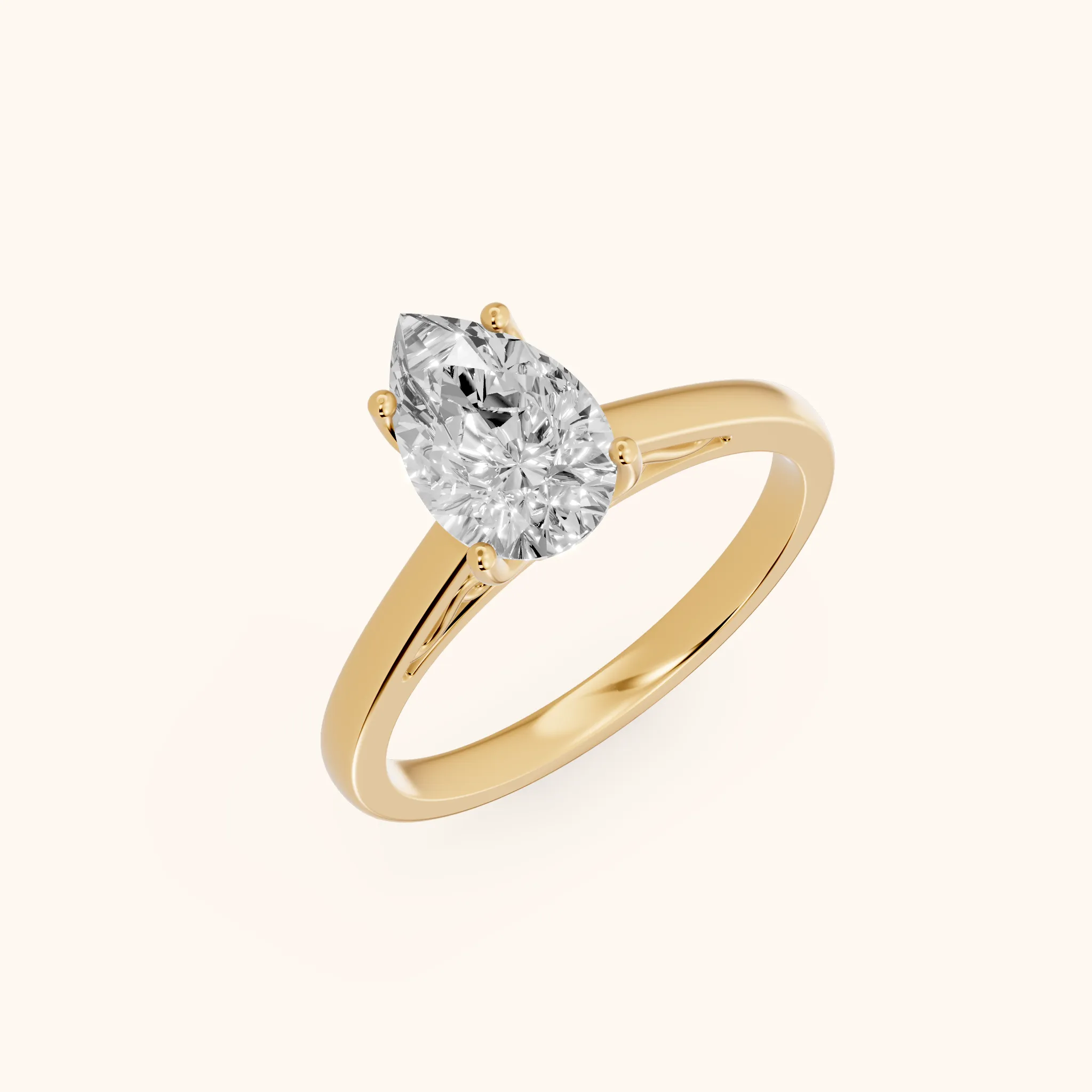 Iris Vintage Pear Diamond Engagement Ring in Yellow Gold