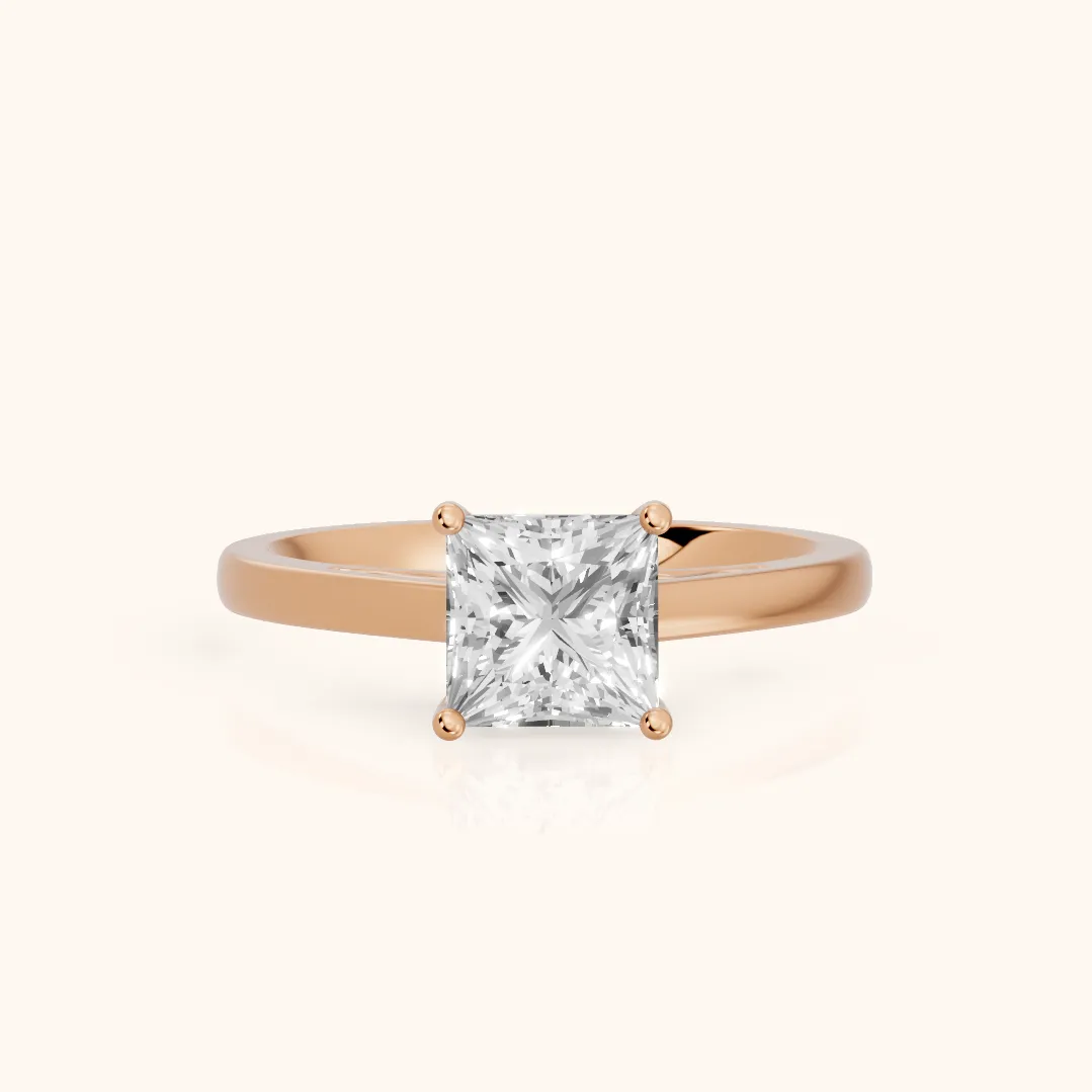 Iris Vintage Princess Diamond Engagement Ring in Rose Gold