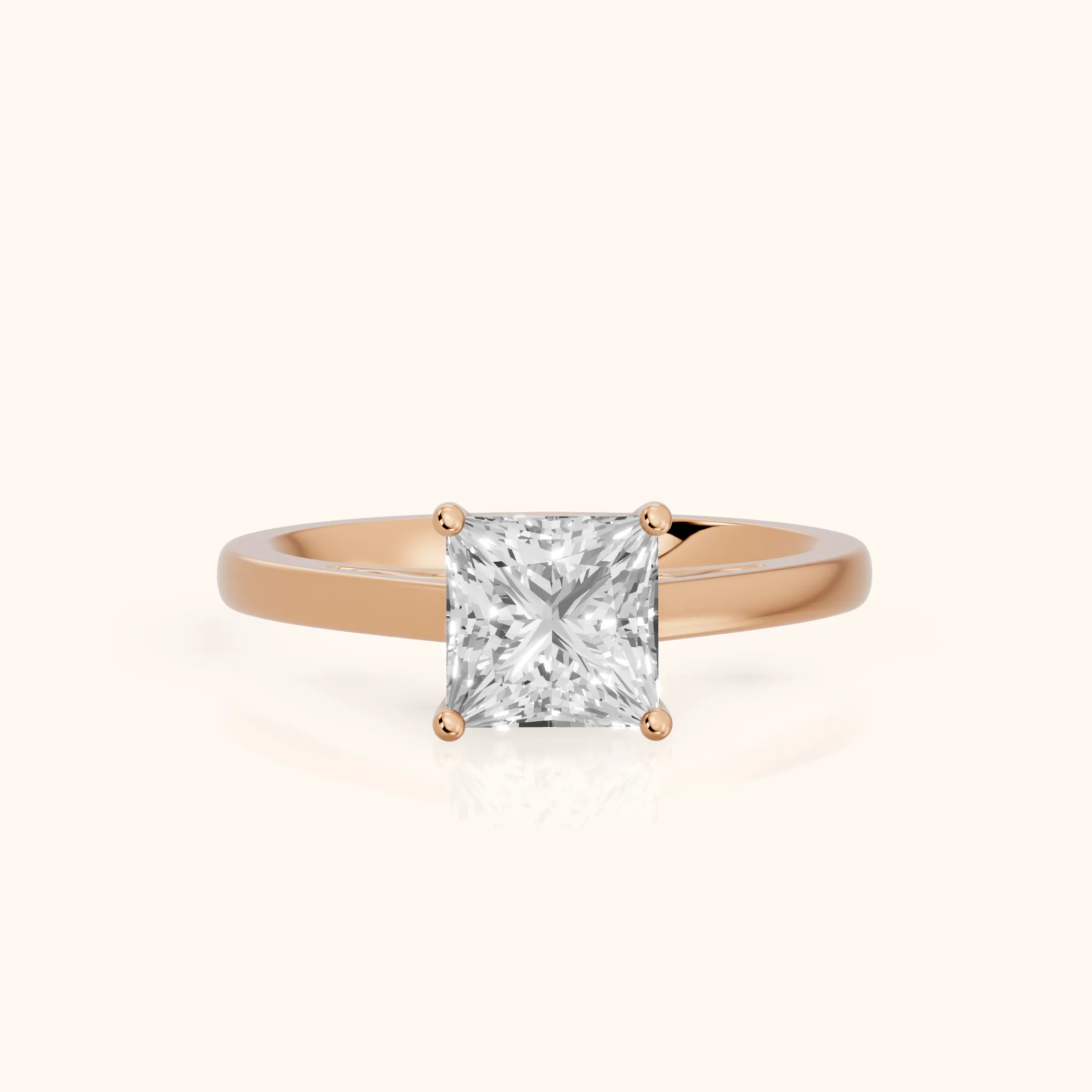 Iris Vintage Princess Diamond Engagement Ring in Rose Gold — view 1