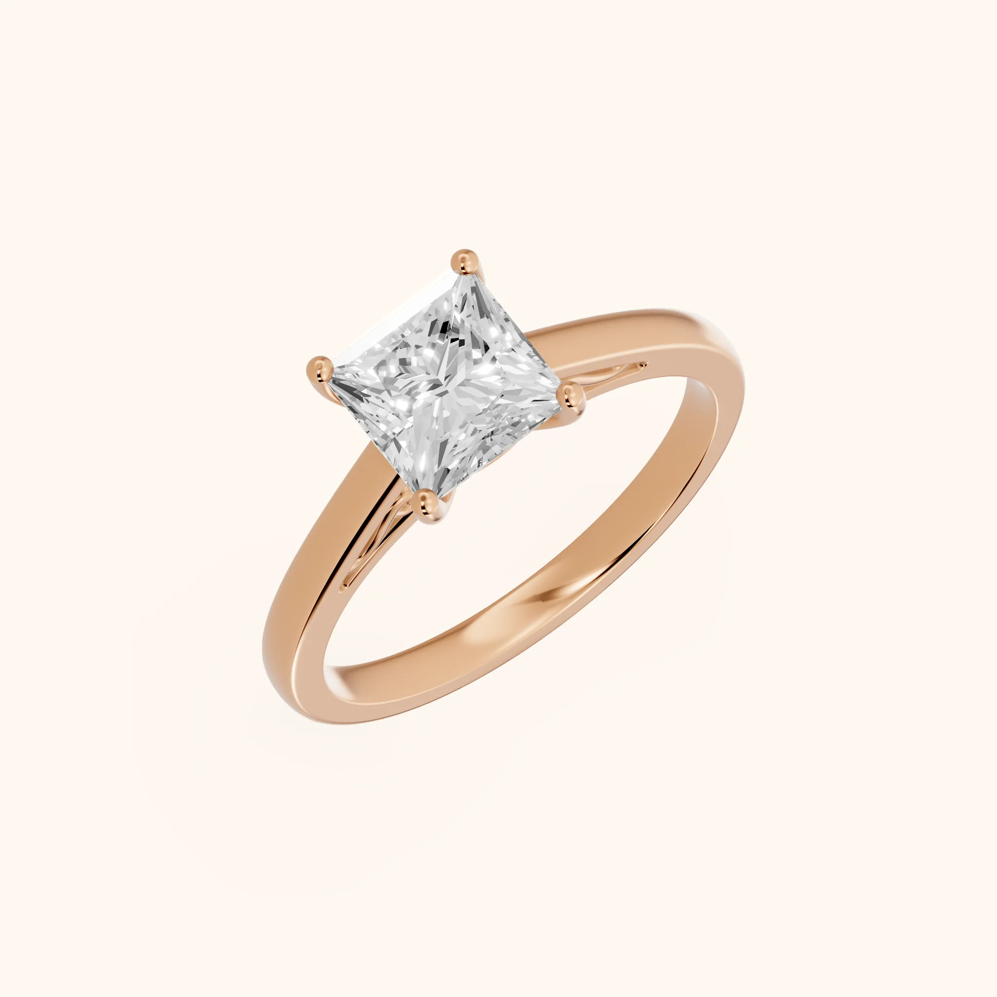 Iris Vintage Princess Diamond Engagement Ring in Rose Gold
