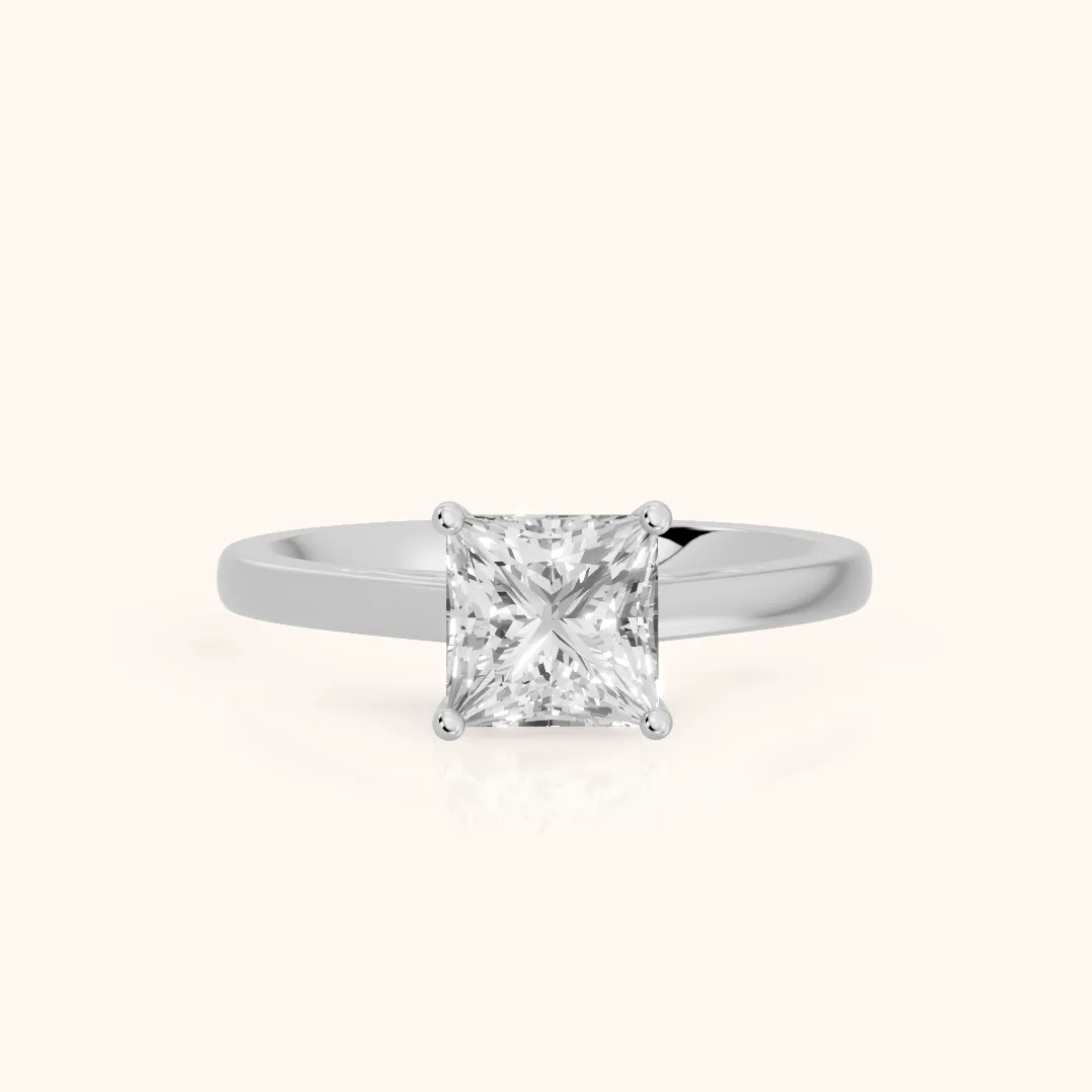 Iris Vintage Princess Diamond Engagement Ring in White Gold
