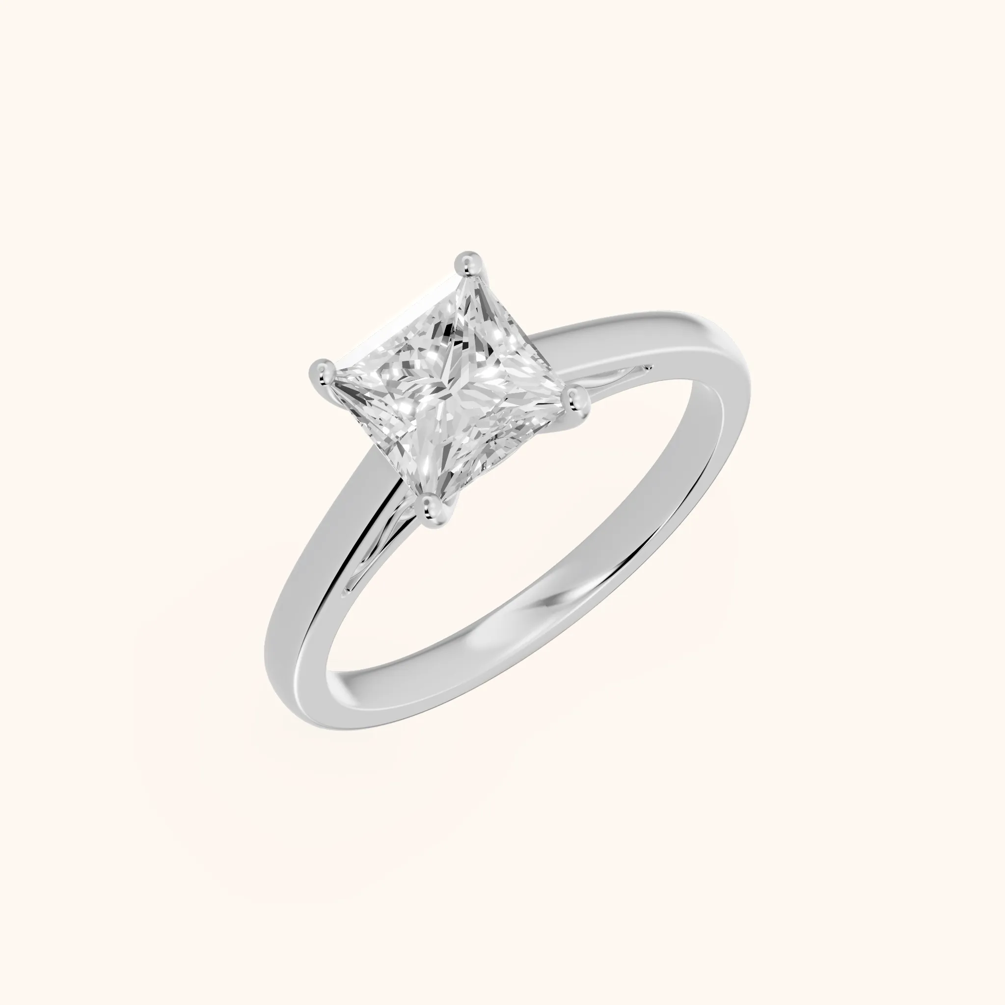 Iris Vintage Princess Diamond Engagement Ring in White Gold