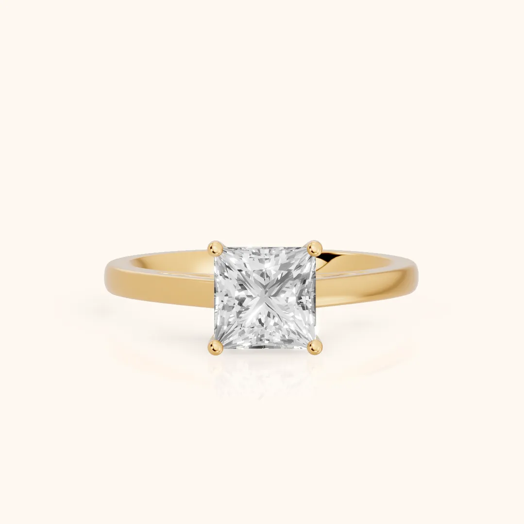 Iris Vintage Princess Diamond Engagement Ring in Yellow Gold